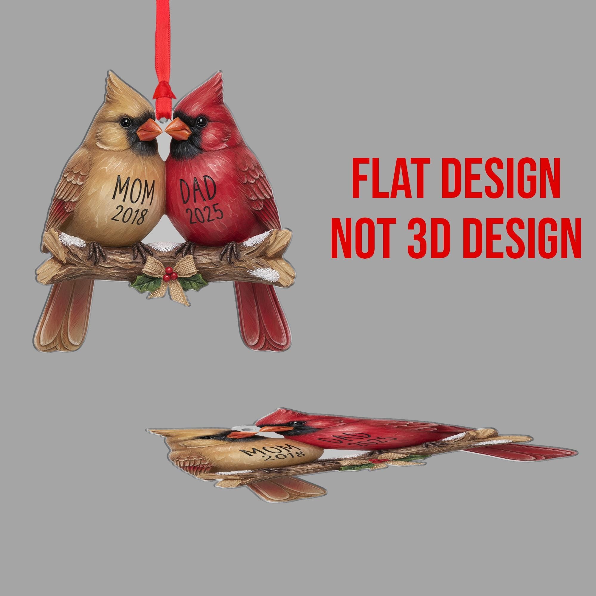 Personalized Cardinal Ornament – Memorial Christmas Keepsake image 3