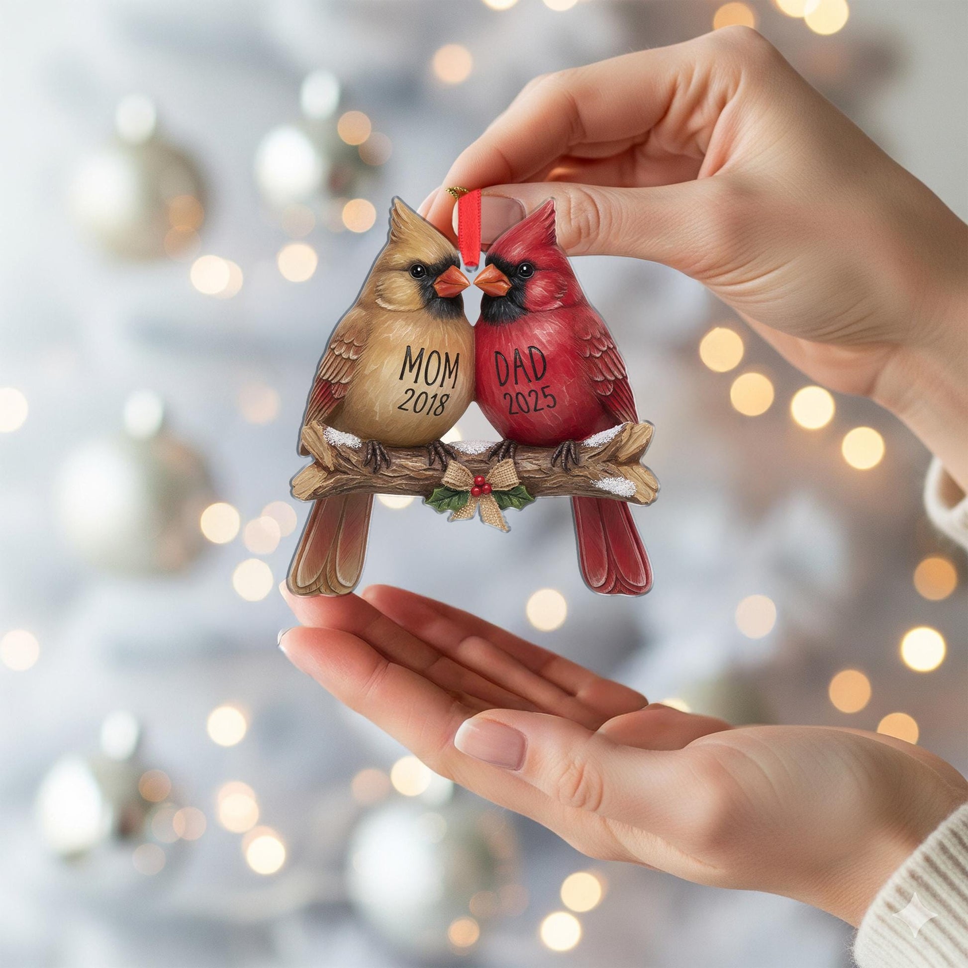 Personalized Cardinal Ornament – Memorial Christmas Keepsake image 4