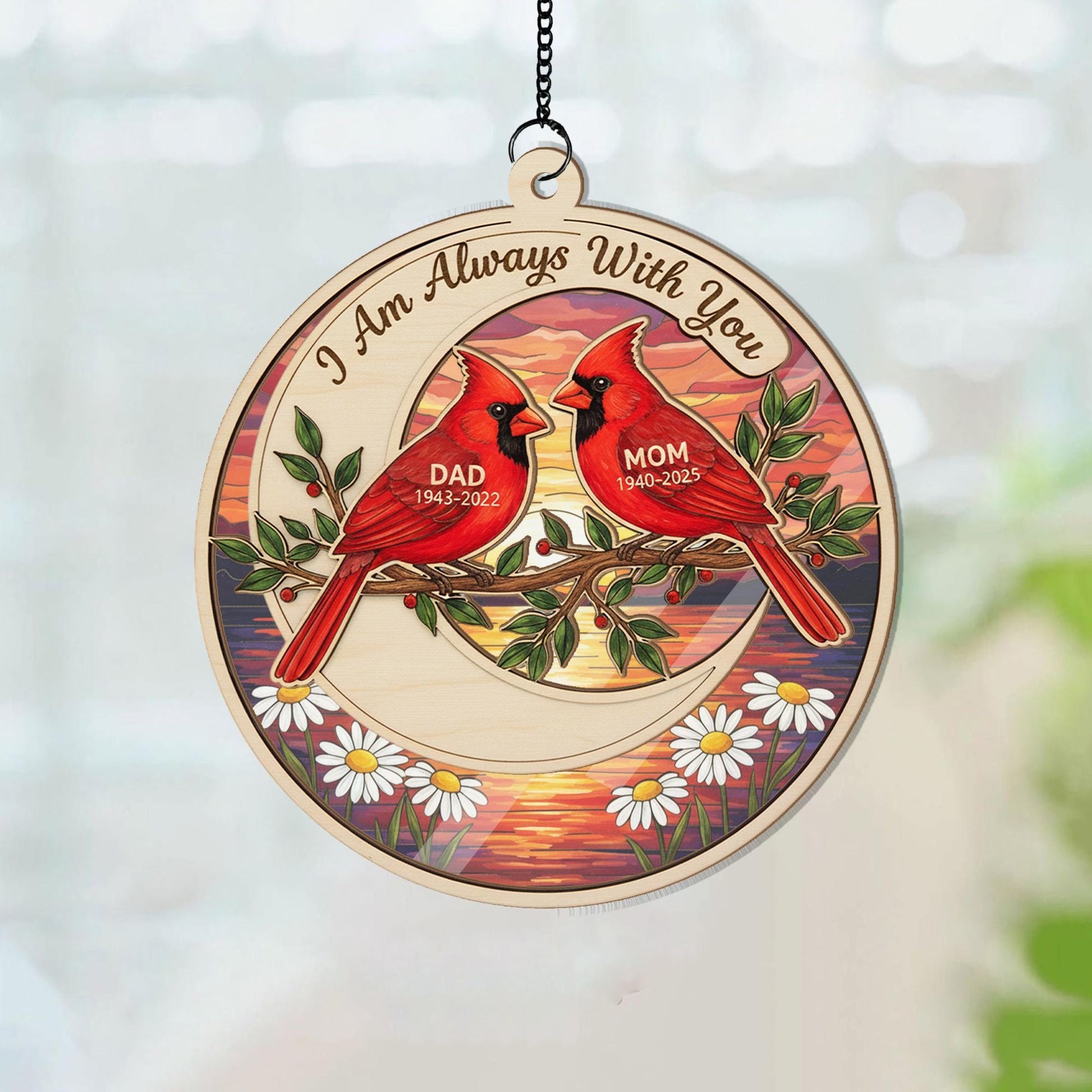 Custom Cardinal Memorial Suncatcher: Sunset Bird Ornament image 4