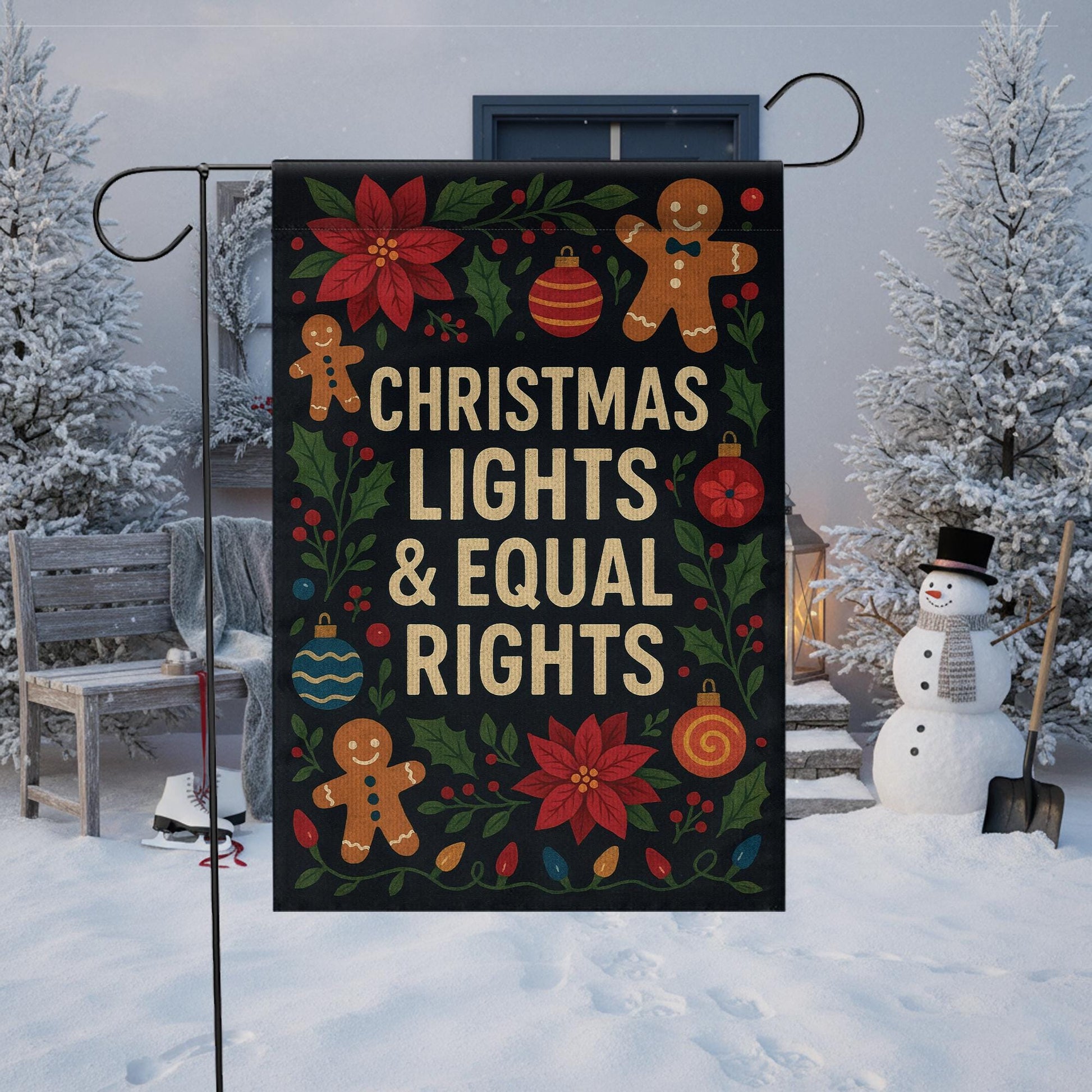Christmas Lights & Equal Rights Garden Flag: Outdoor Holiday Decor image 3