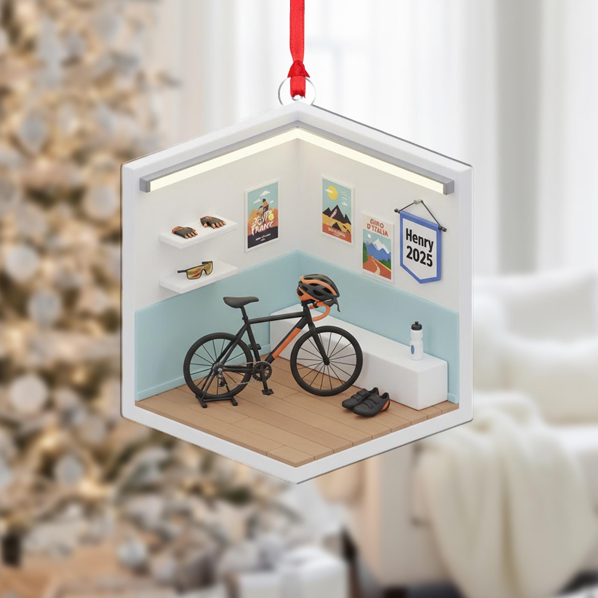 Personalized Cycling Ornament: Custom Name Gift for Cyclist, Bike Gear Room 2025 image 1