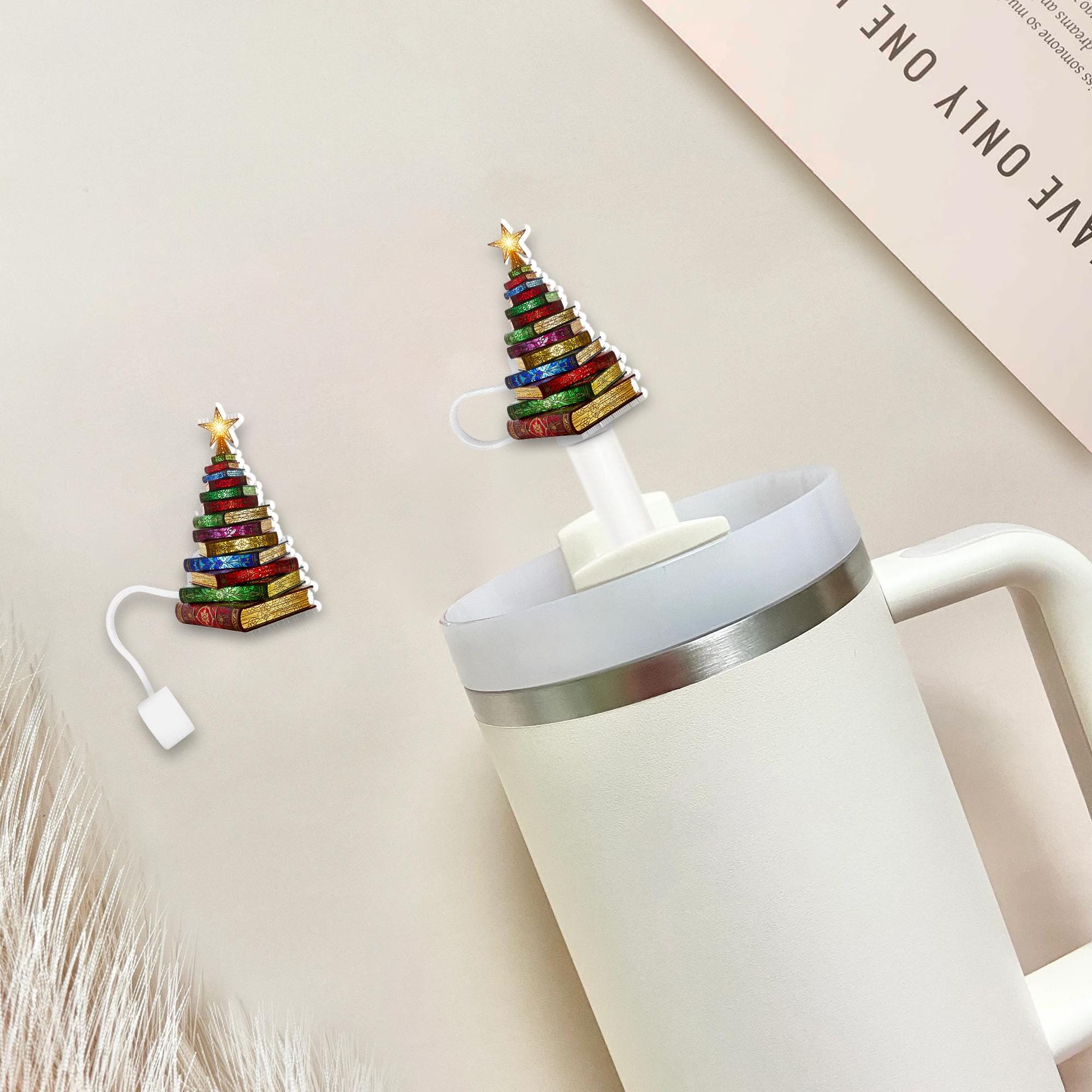 Christmas Tree Straw Topper, Holiday Tumbler Accessory, Festive Drink Cup Decoration image 4
