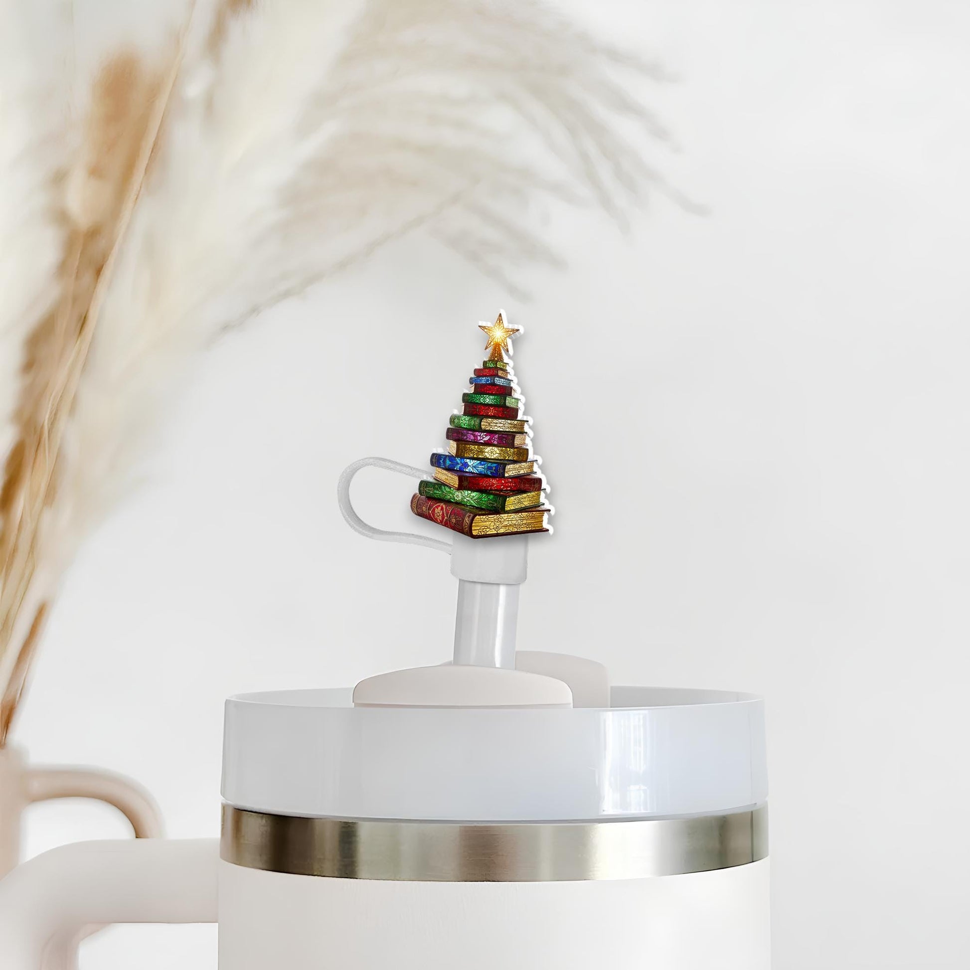 Christmas Tree Straw Topper, Holiday Tumbler Accessory, Festive Drink Cup Decoration image 2