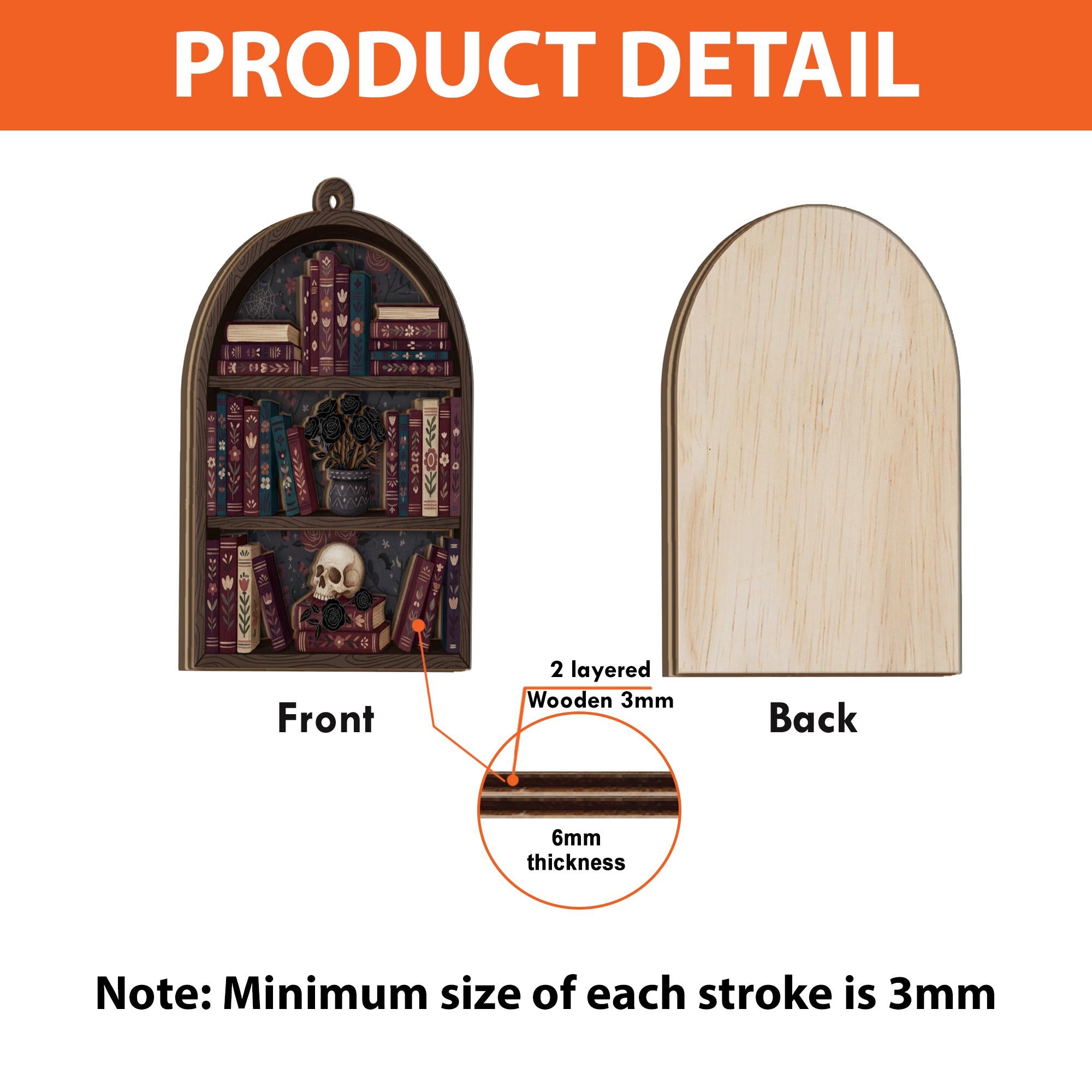 Gothic Bookshelf Wood Ornament: Two Layer Dark Academia Decor image 5