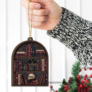 Gothic Bookshelf Wood Ornament: Two Layer Dark Academia Decor image 1