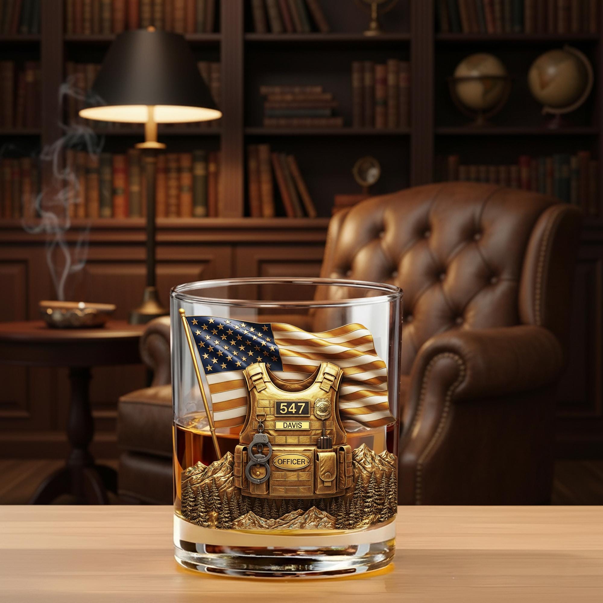 Custom Police Officer Whiskey Glass: Law Enforcement Gift image 4
