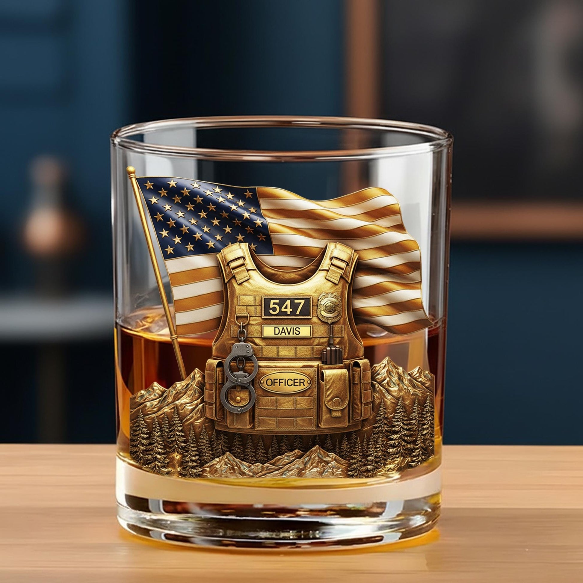 Custom Police Officer Whiskey Glass: Law Enforcement Gift image 3