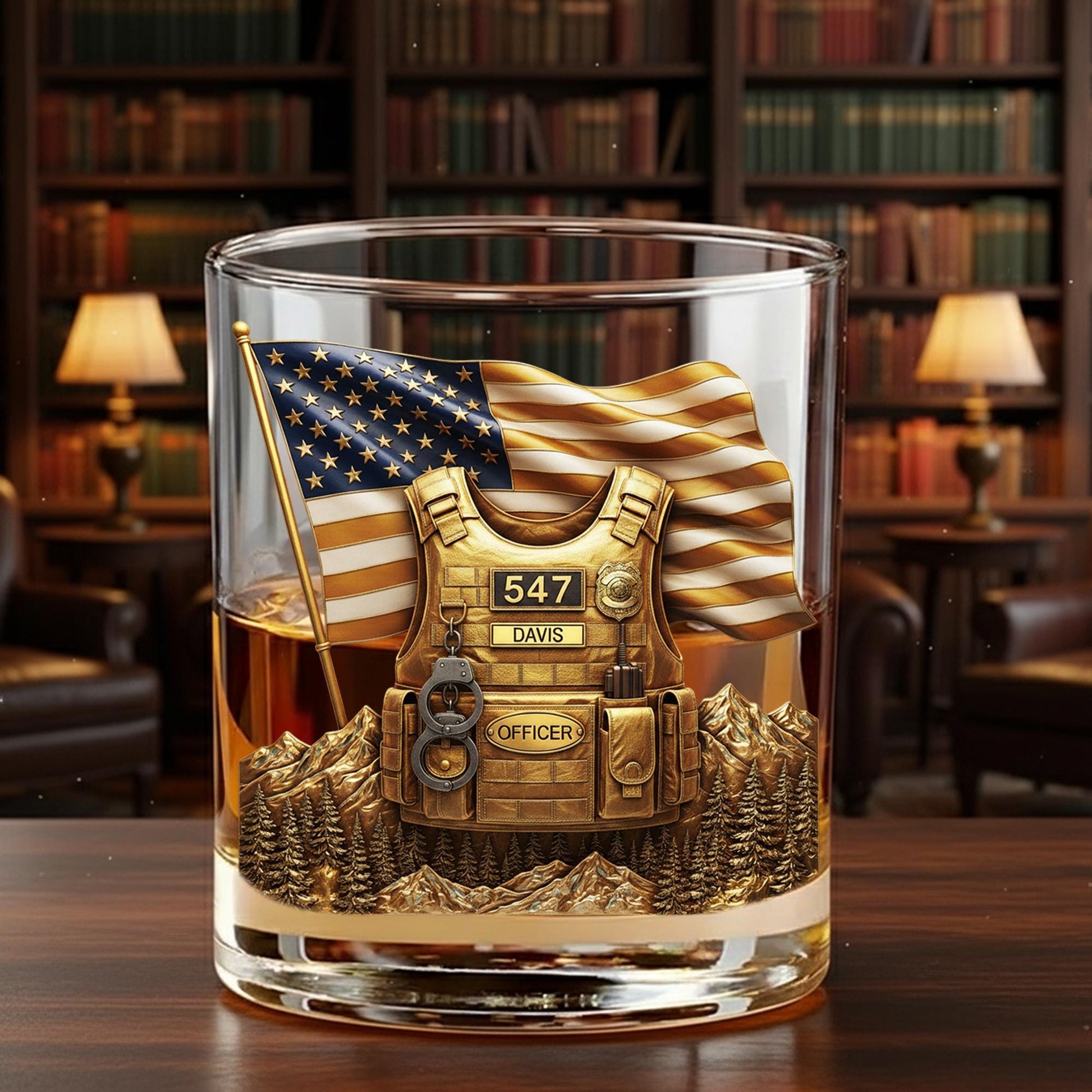 Custom Police Officer Whiskey Glass: Law Enforcement Gift image 2