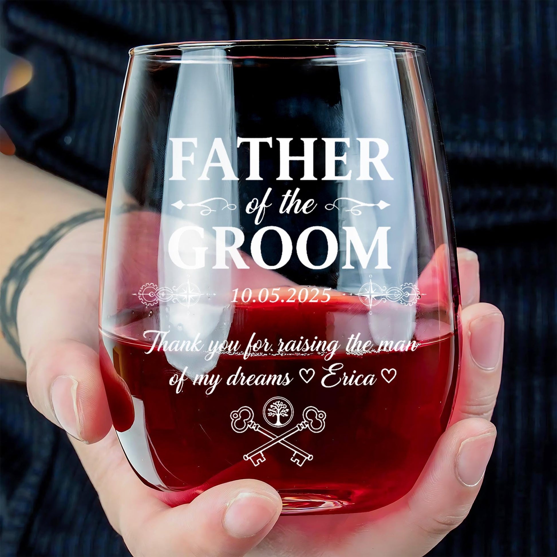 Father of the Groom Whiskey Glass - Custom Wedding Date image 4