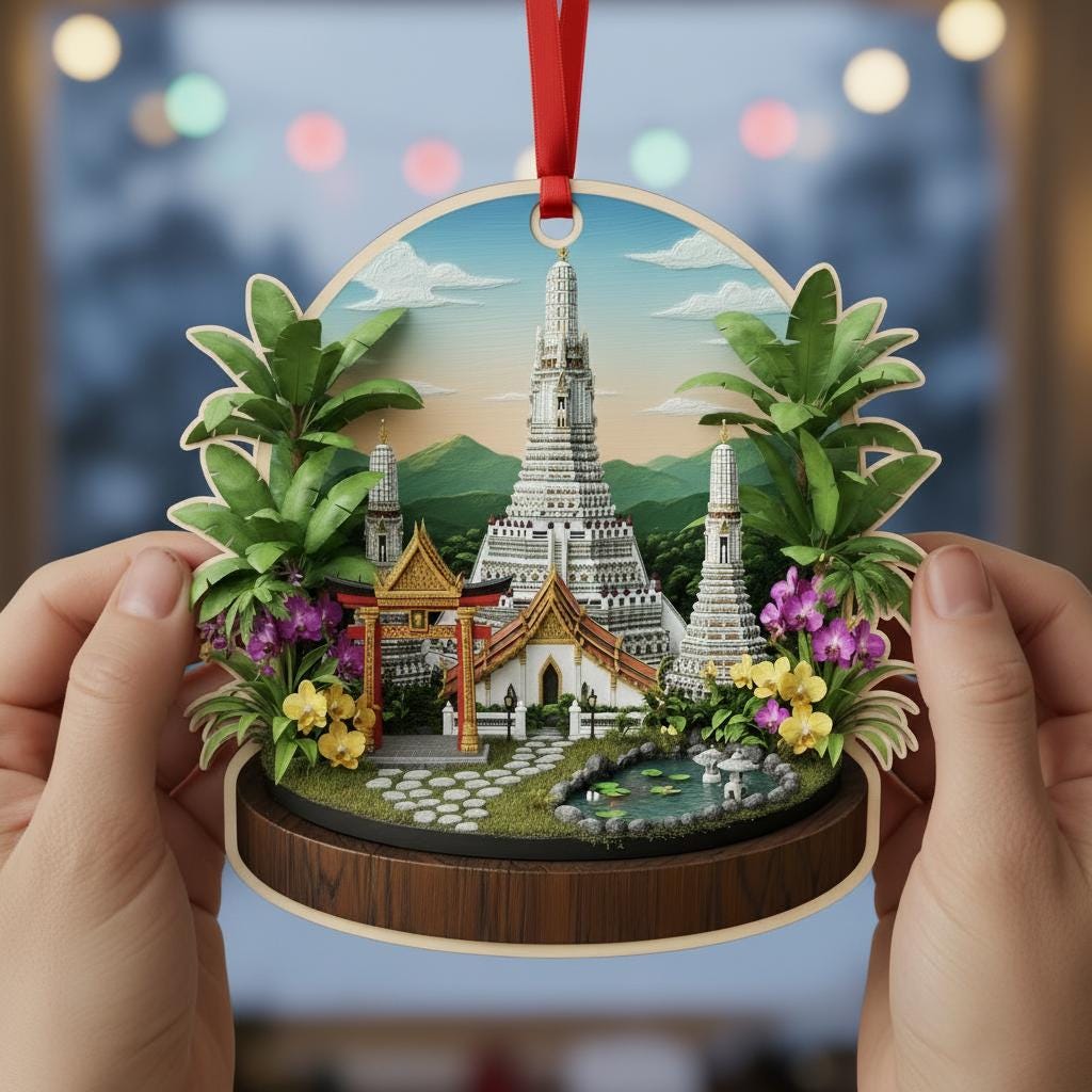 Thailand Travel Ornament 2025: Personalized Adventure Keepsake with Name & Destination image 4