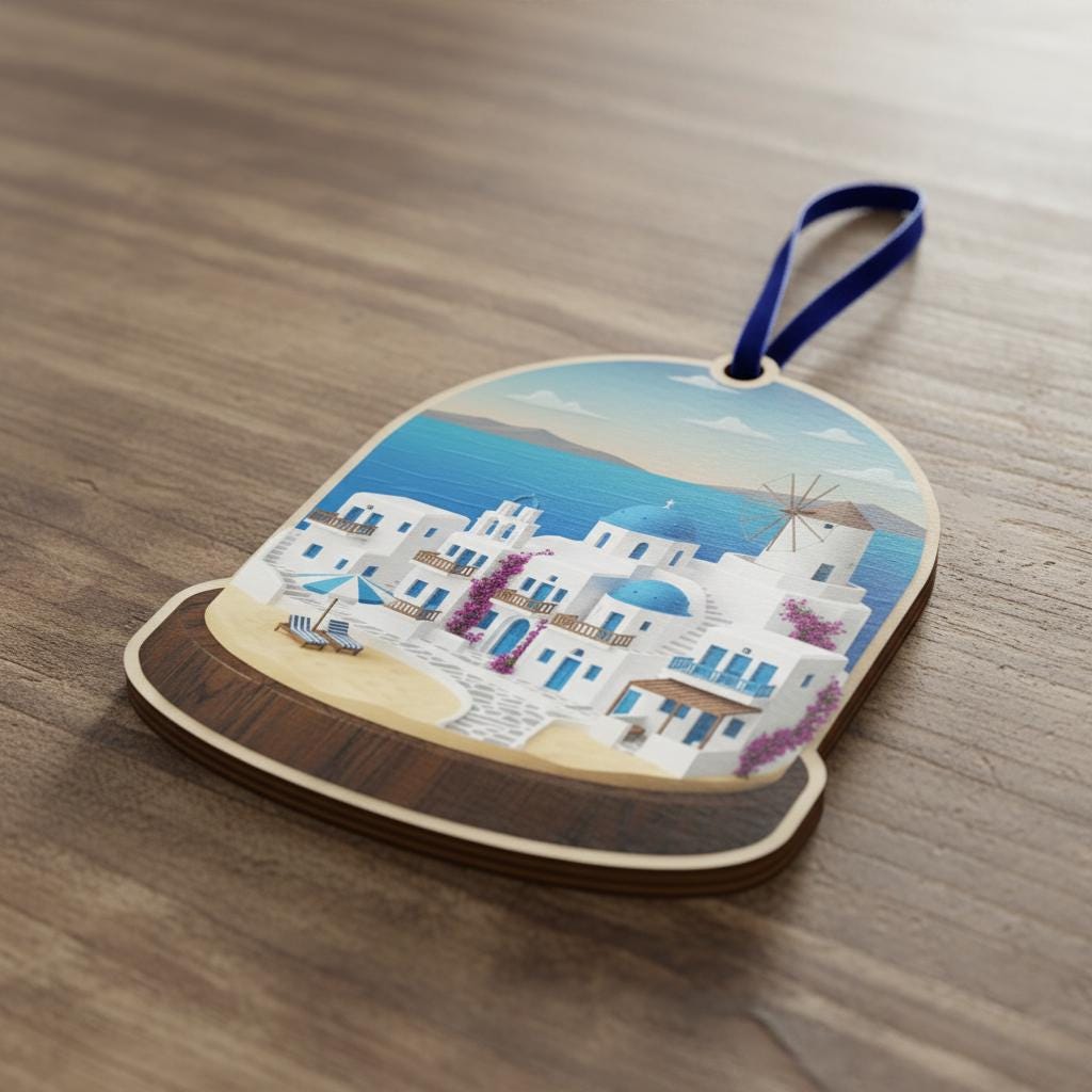 Greece Travel Ornament 2025: Personalized Adventure Keepsake with Name, Beach Trip Ornament image 3