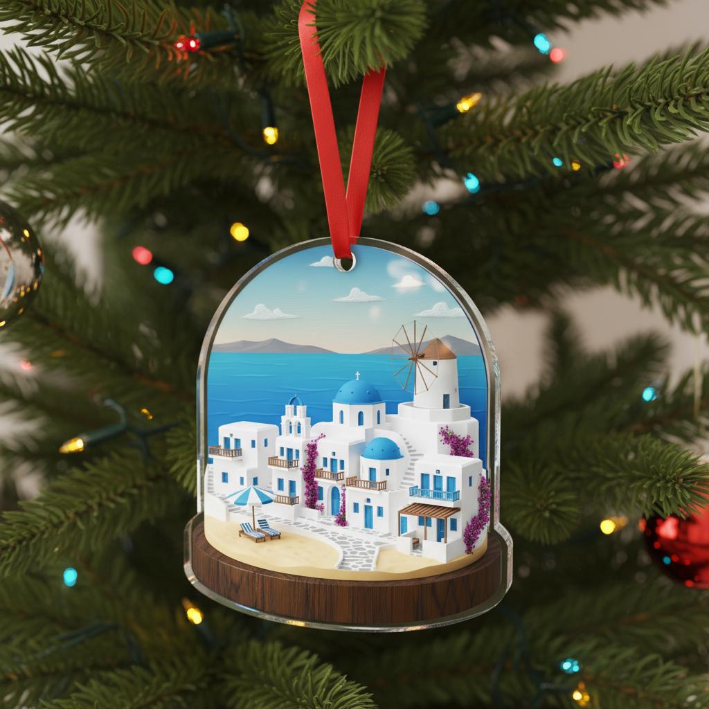 Greece Travel Ornament 2025: Personalized Adventure Keepsake with Name, Beach Trip Ornament image 6