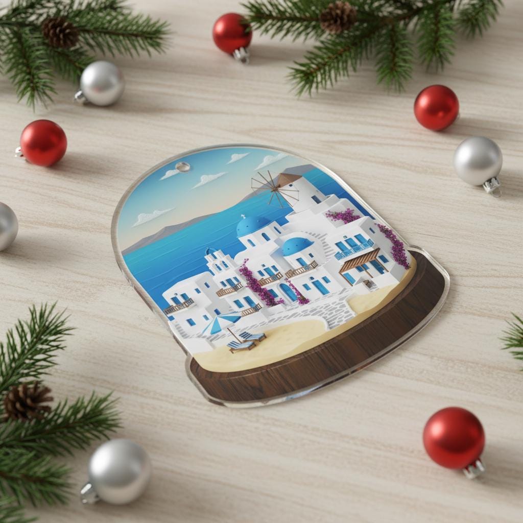 Greece Travel Ornament 2025: Personalized Adventure Keepsake with Name, Beach Trip Ornament image 5