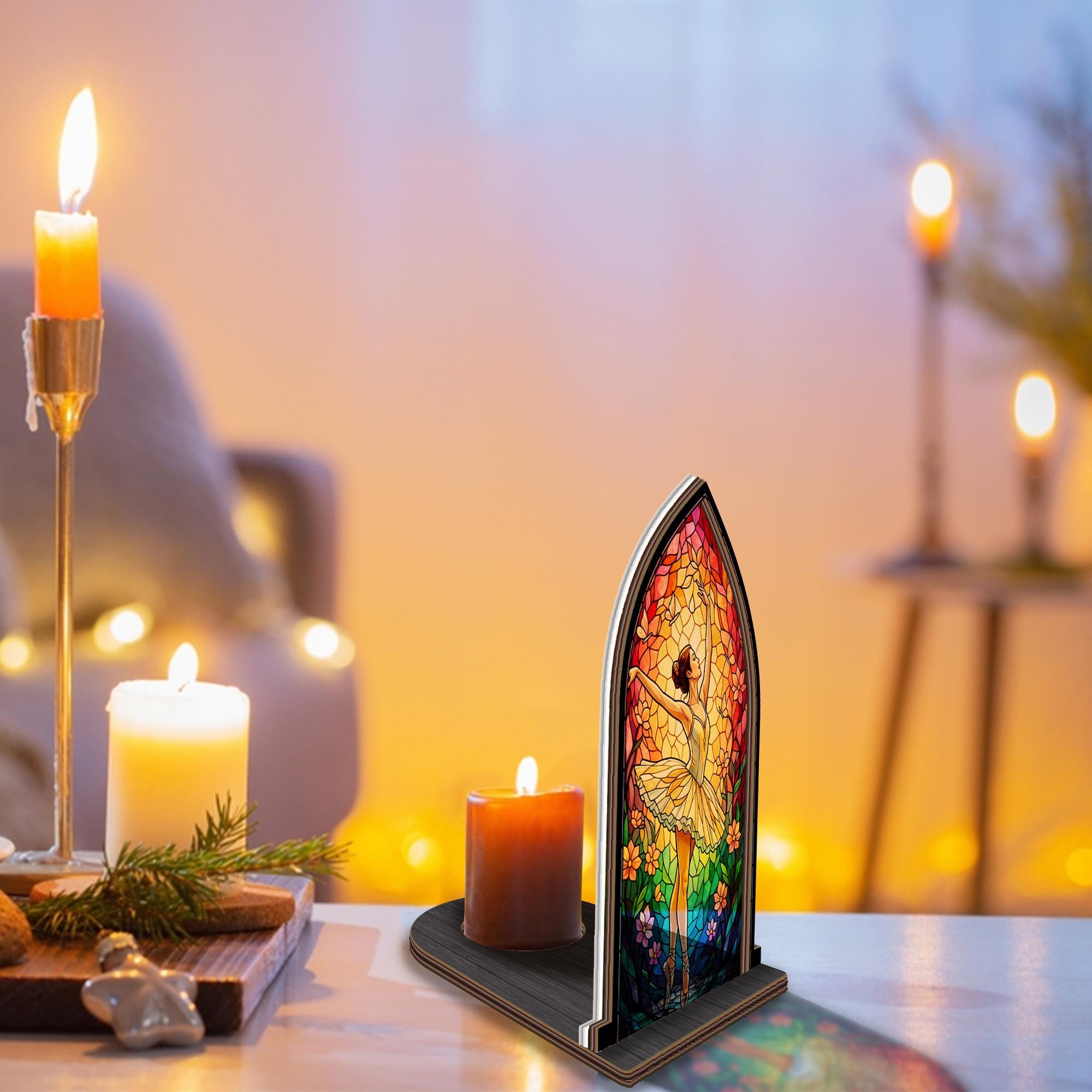 Wooden Candle Holder Arched Lantern Stand – Ballet Dancer Gift Accent Decor image 2