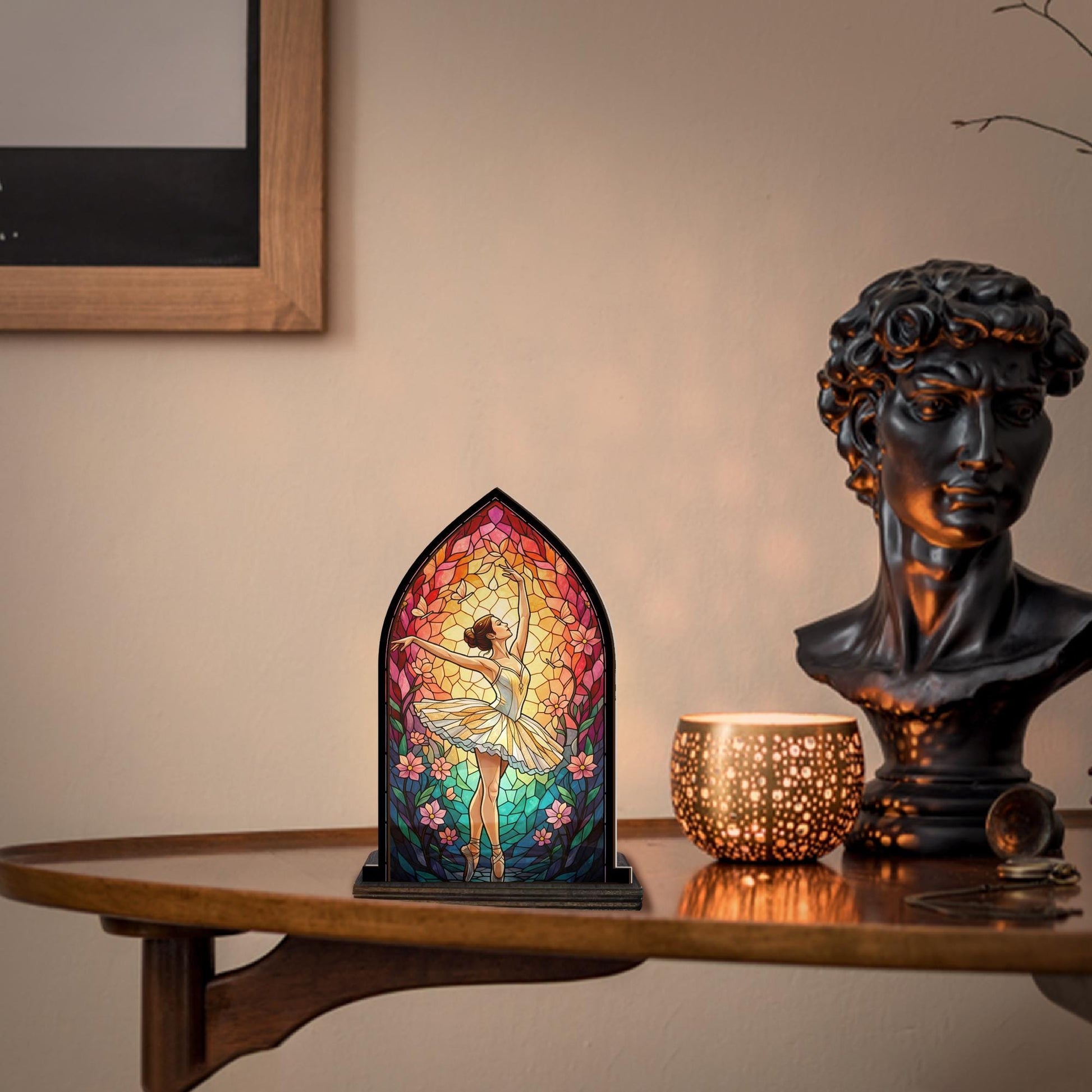 Wooden Candle Holder Arched Lantern Stand – Ballet Dancer Gift Accent Decor image 1