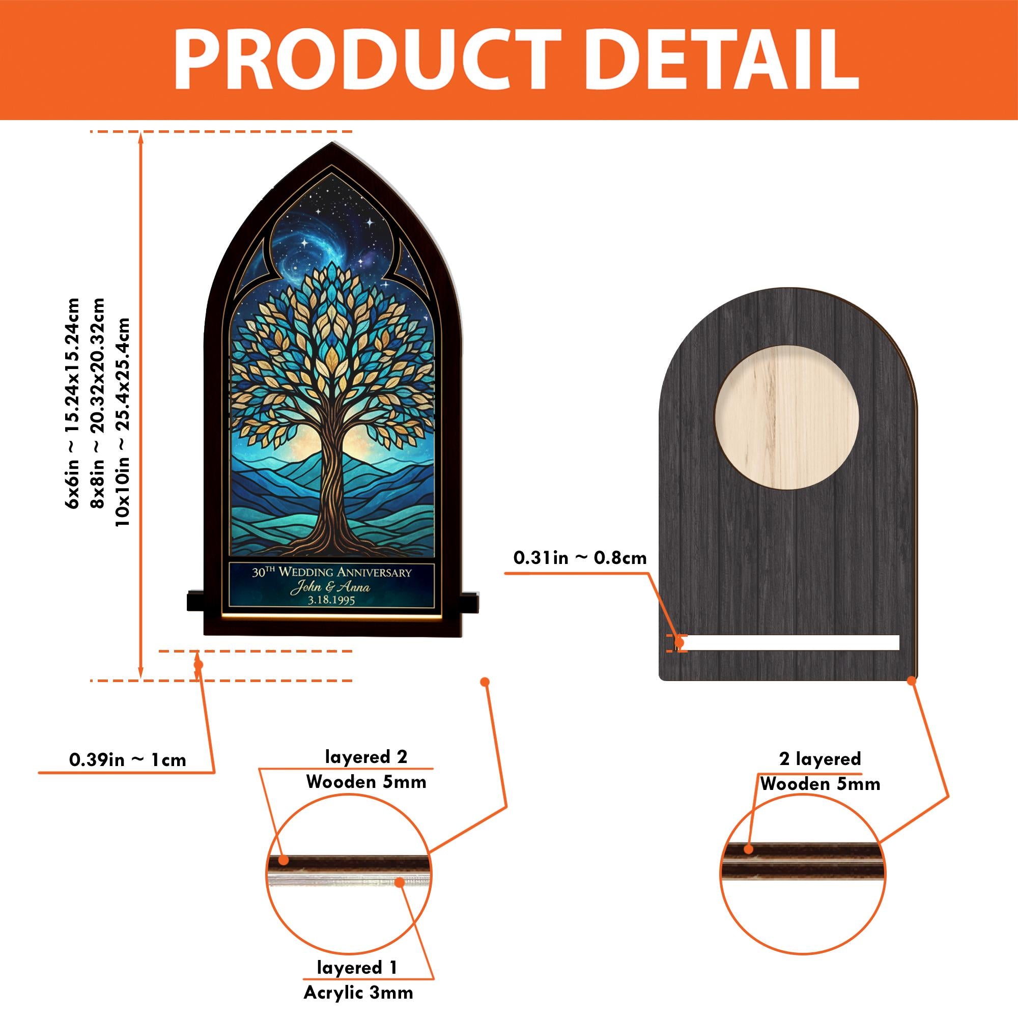 Wooden Candle Holder Arched Lantern Stand – Tree of Life Engraved Glass Panel Gift image 5