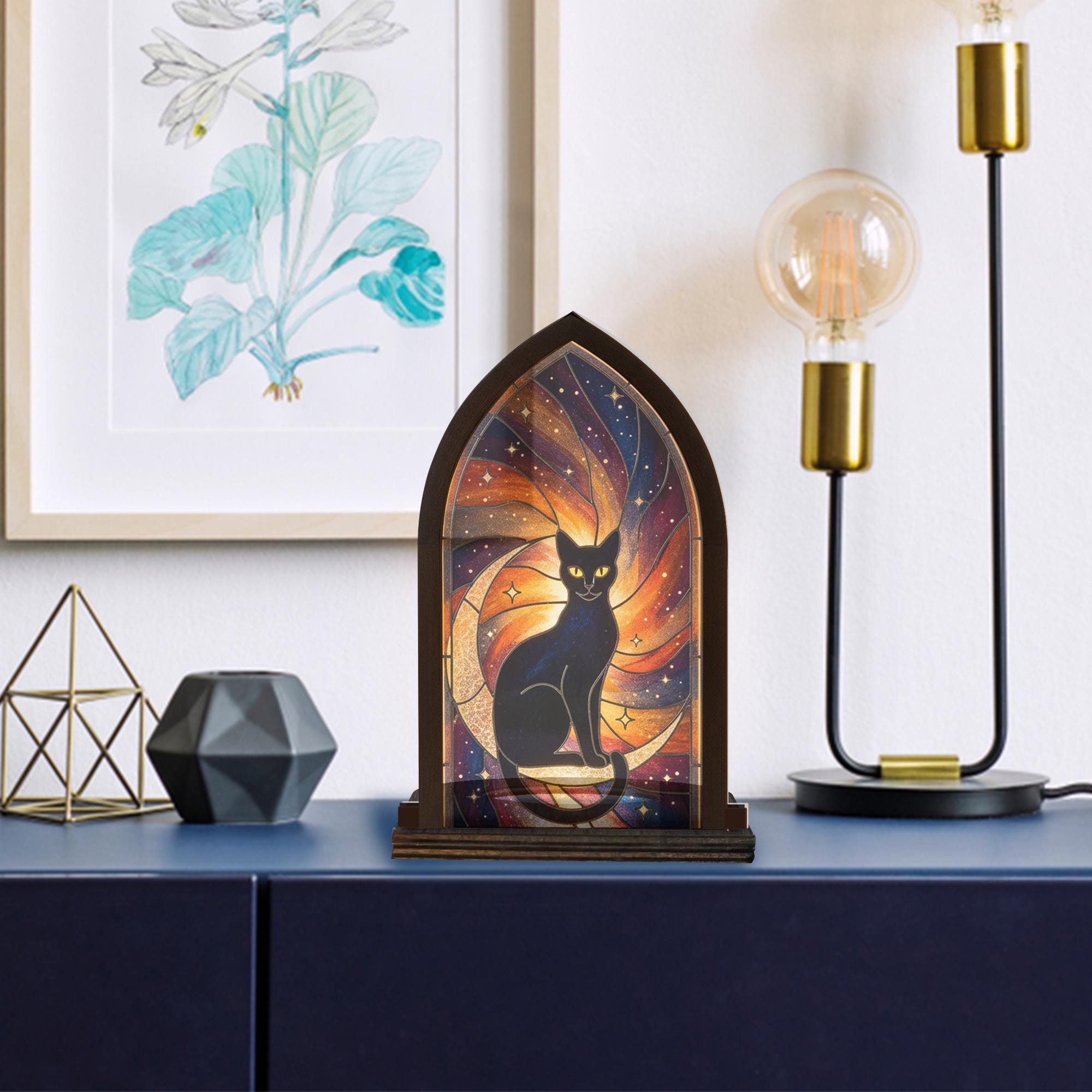 Wooden Candle Holder Arch Lantern – Cat Lover Gift image 4