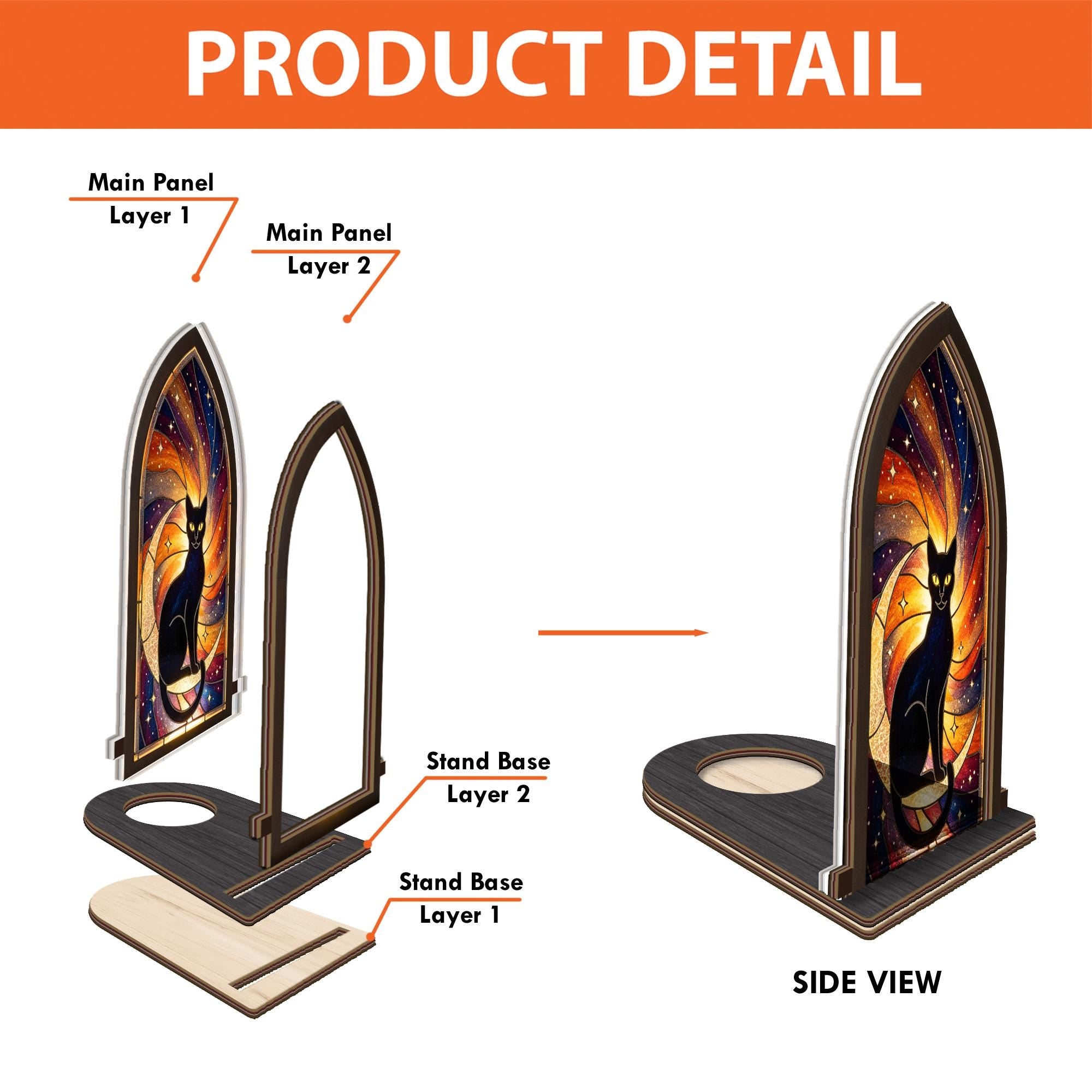 Wooden Candle Holder Arch Lantern – Cat Lover Gift image 7