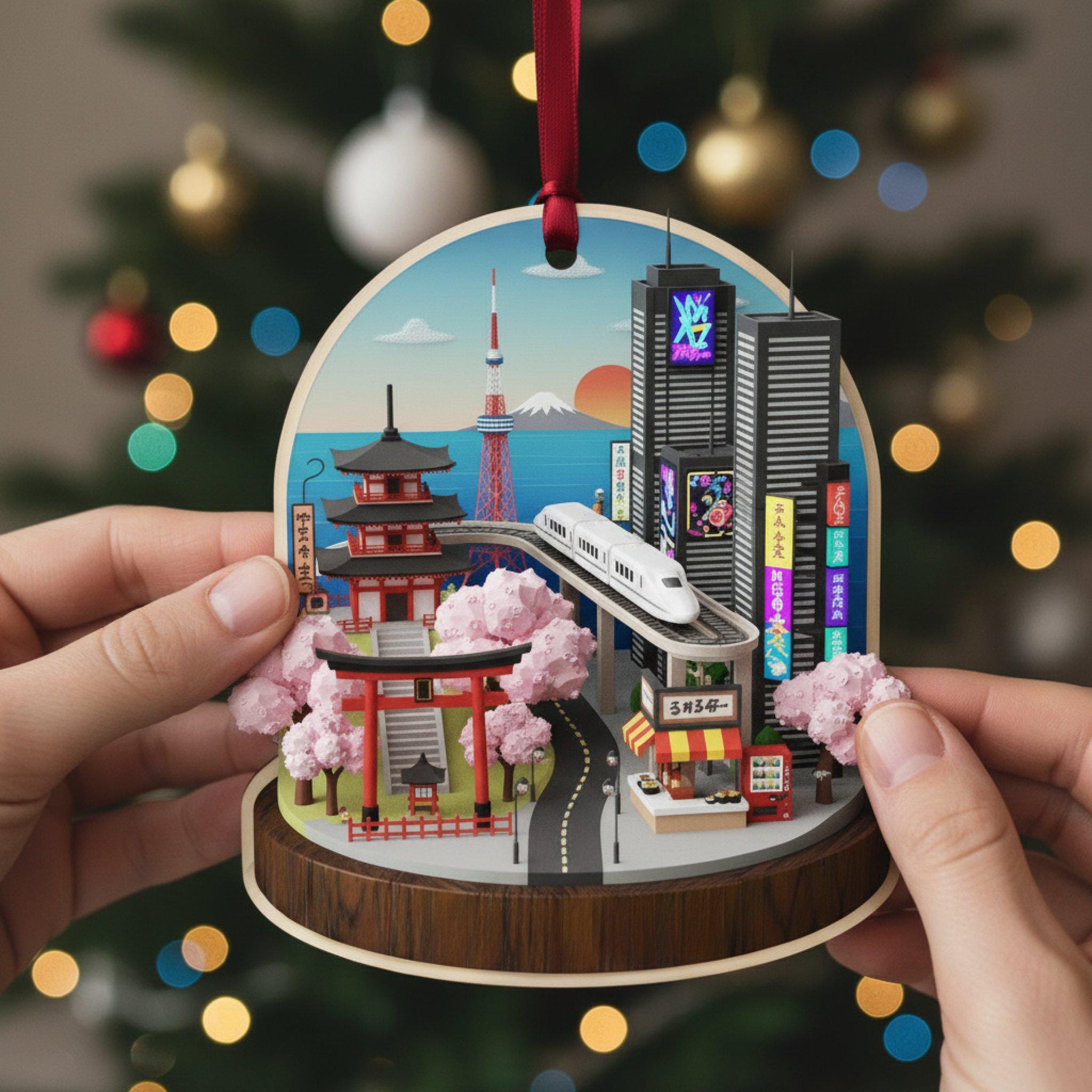 Japan Travel Ornament 2025: Personalized Adventure Keepsake with Name & Destination image 2