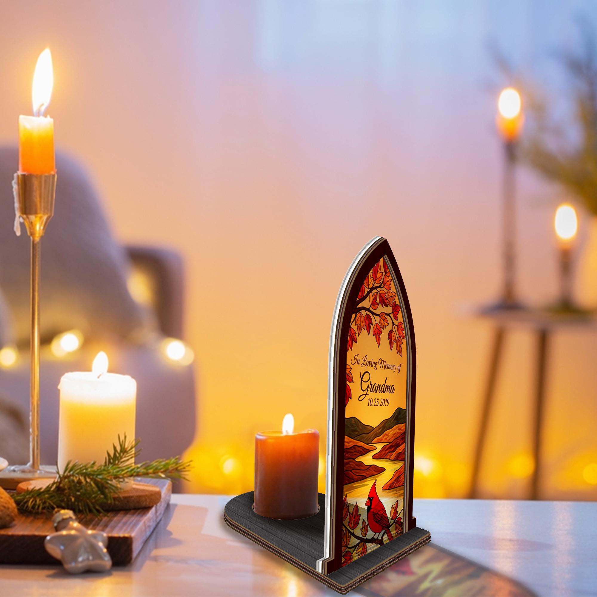 Wooden Candle Holder – Personalized Remembrance Gift image 2