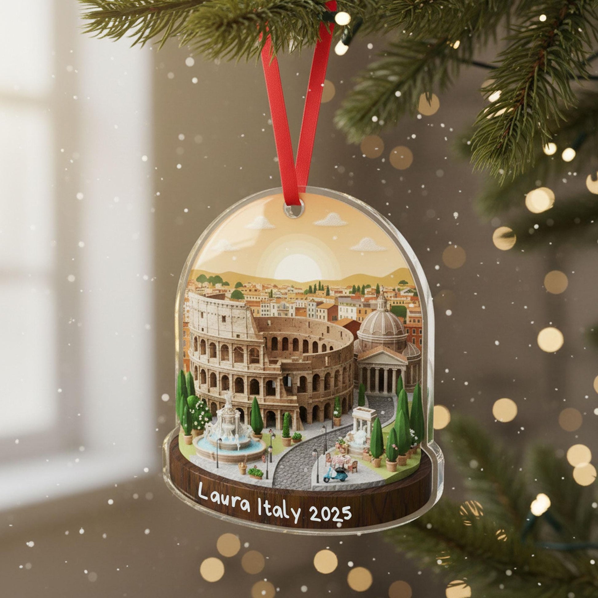 Italy Travel Ornament 2025: Personalized Adventure Keepsake with Name & Destination City image 1