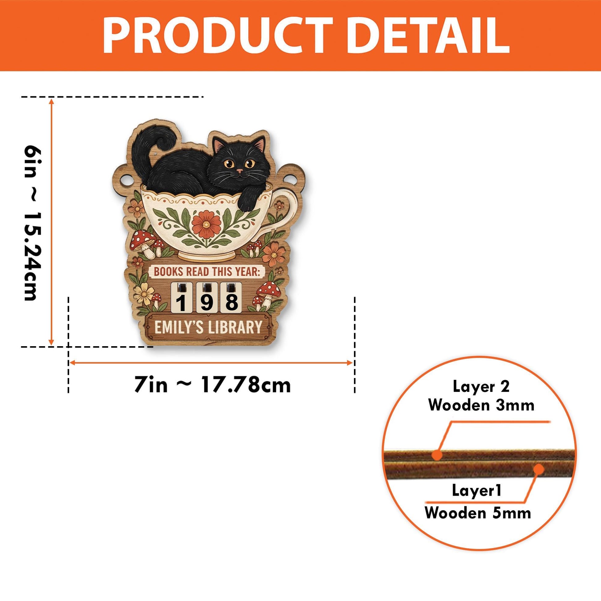 Custom Cat Book Tracker Sign - Personalized Cozy Library Decor for Cat Lovers image 4