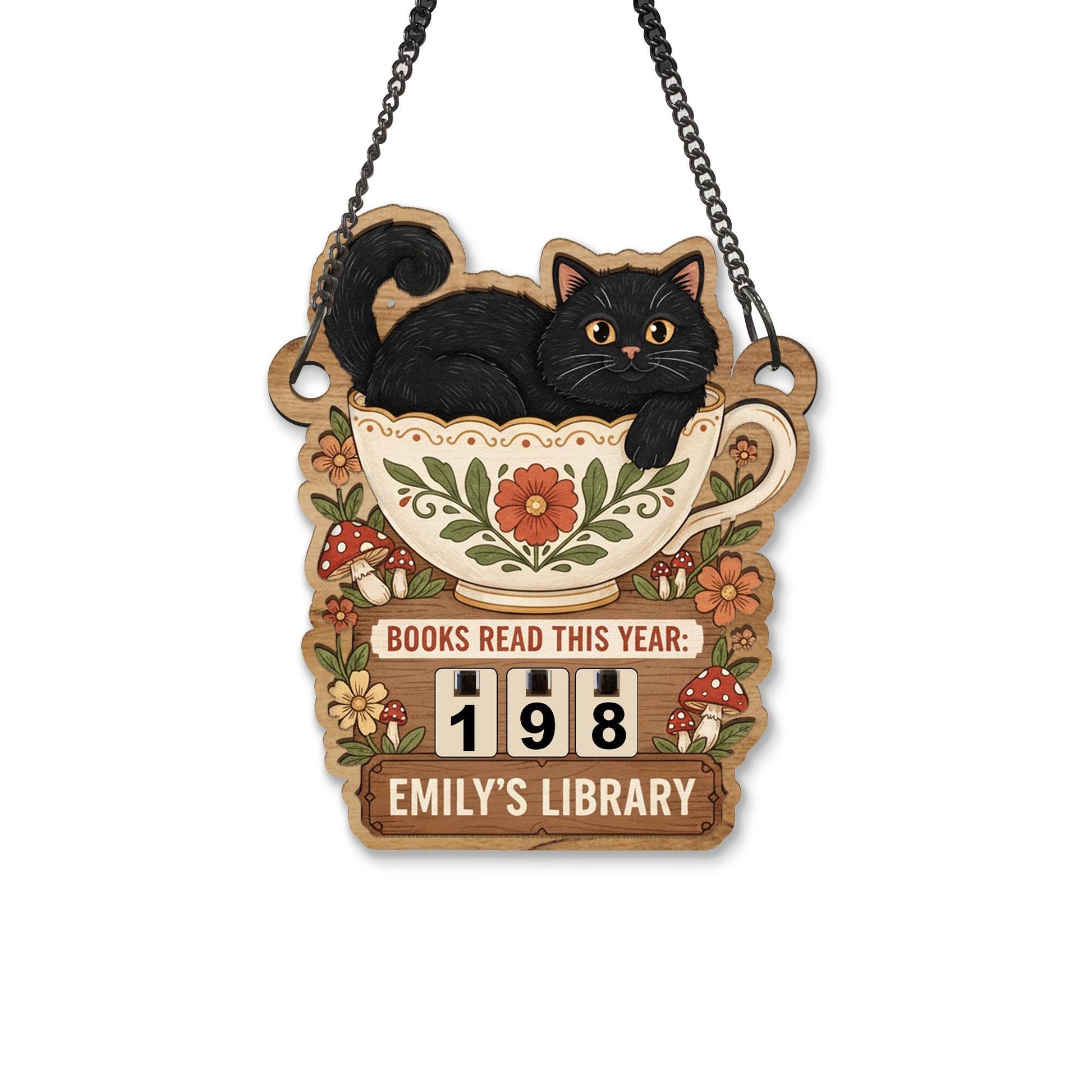 Custom Cat Book Tracker Sign - Personalized Cozy Library Decor for Cat Lovers image 5