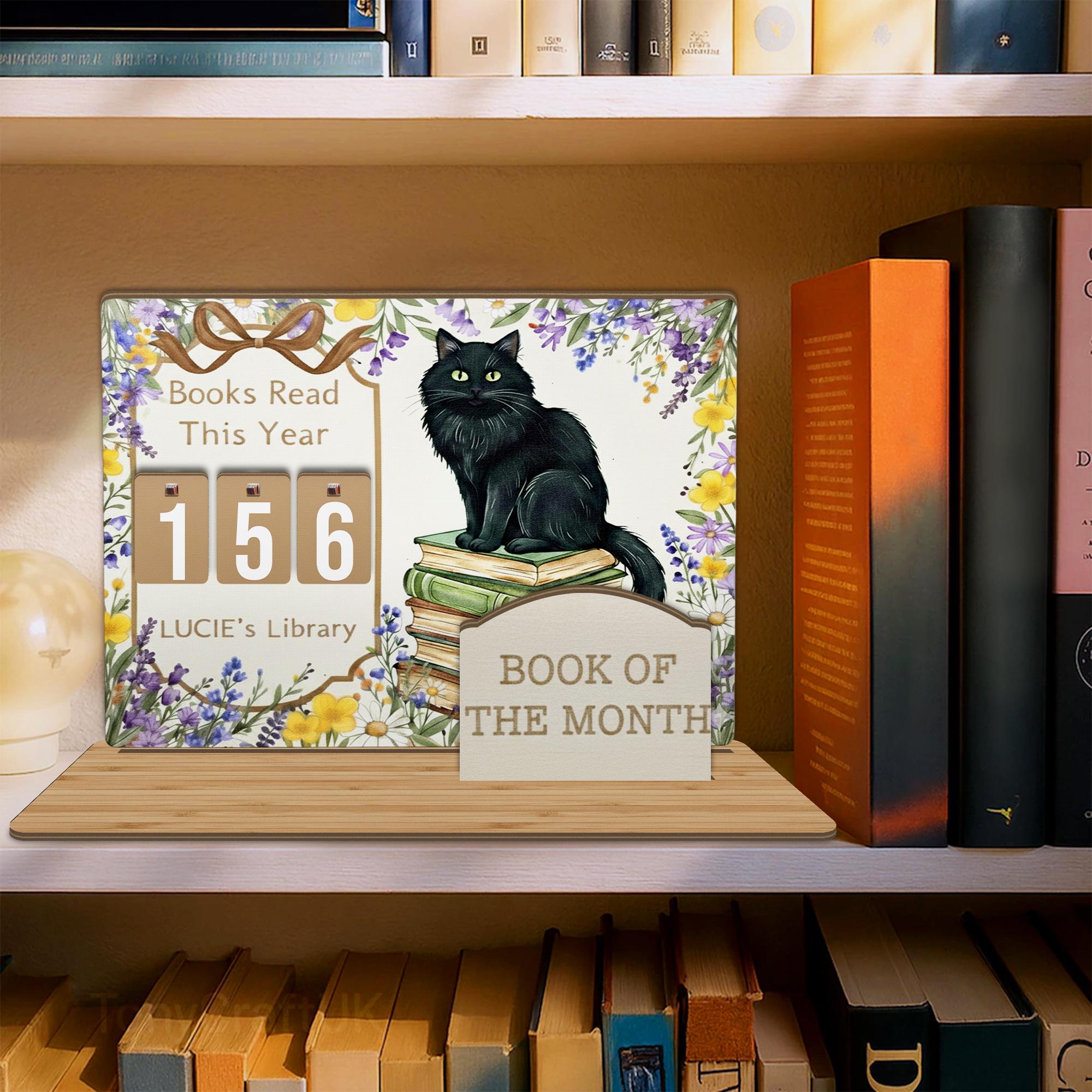 Custom Cat Book Stand with Reading Counter - Floral Library Decor for Book Lovers image 3