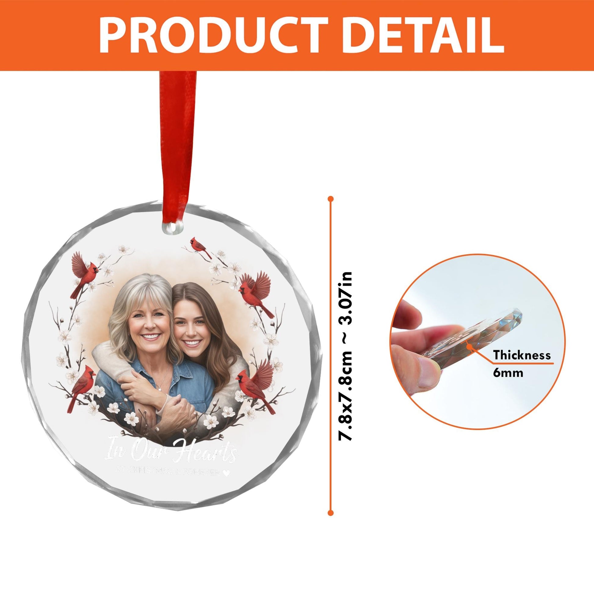 Personalised Glass Memorial Ornament: Custom Photo Keepsake image 5