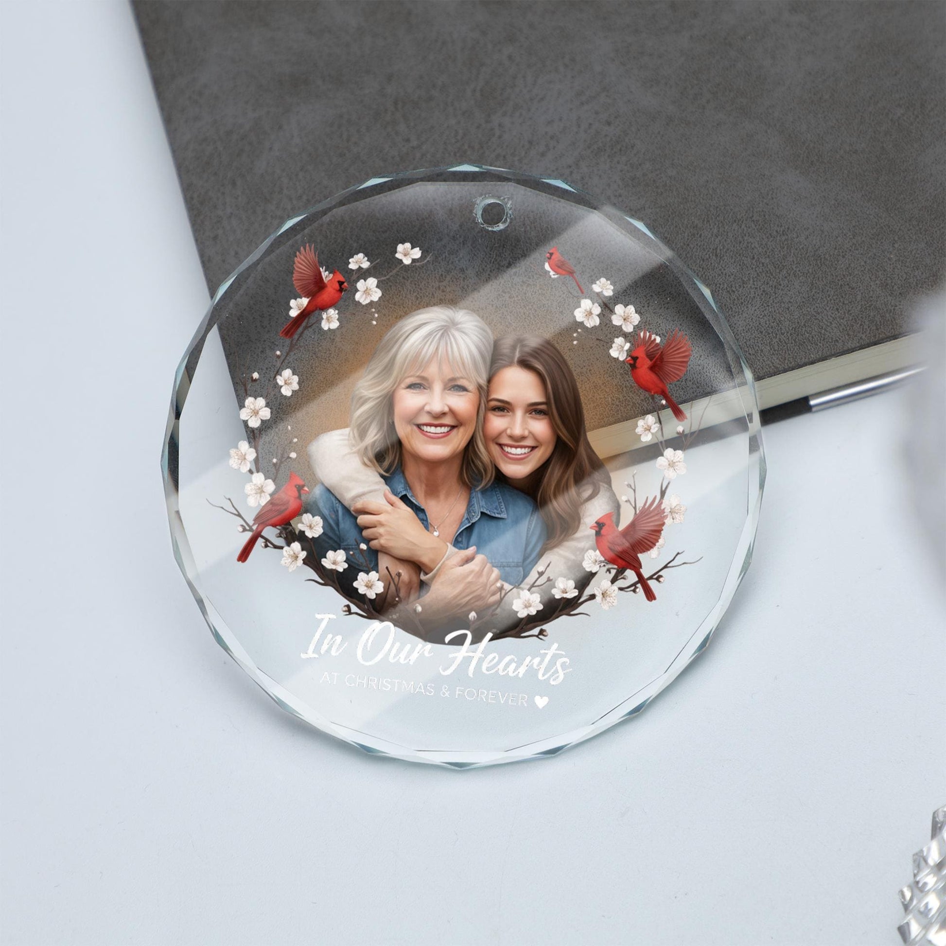 Personalised Glass Memorial Ornament: Custom Photo Keepsake image 4