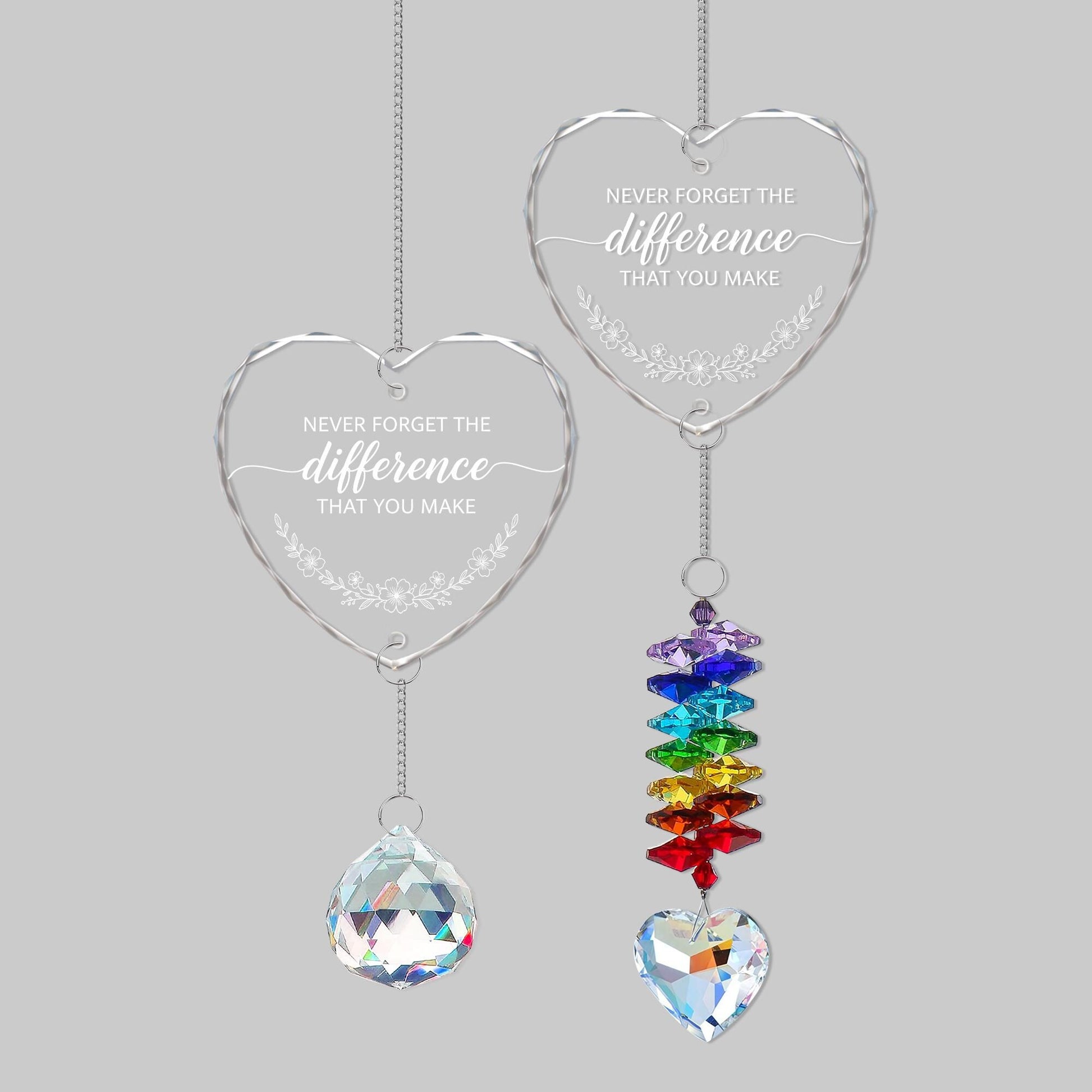 Personalised Crystal Heart Glass Ornament with Charm - Thank You Gift image 4