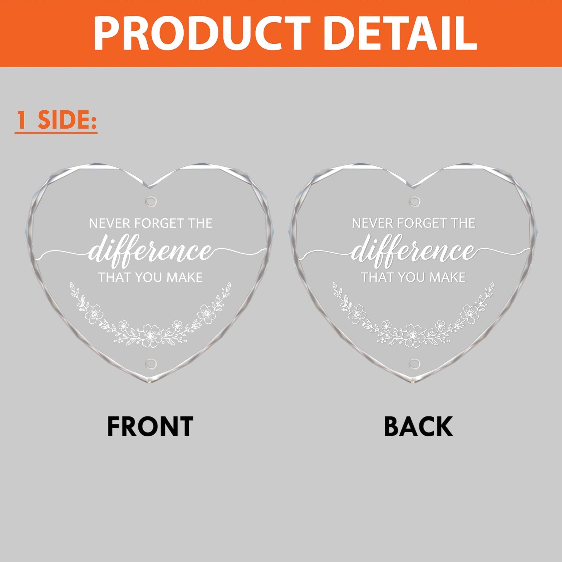 Personalised Crystal Heart Glass Ornament with Charm - Thank You Gift image 6