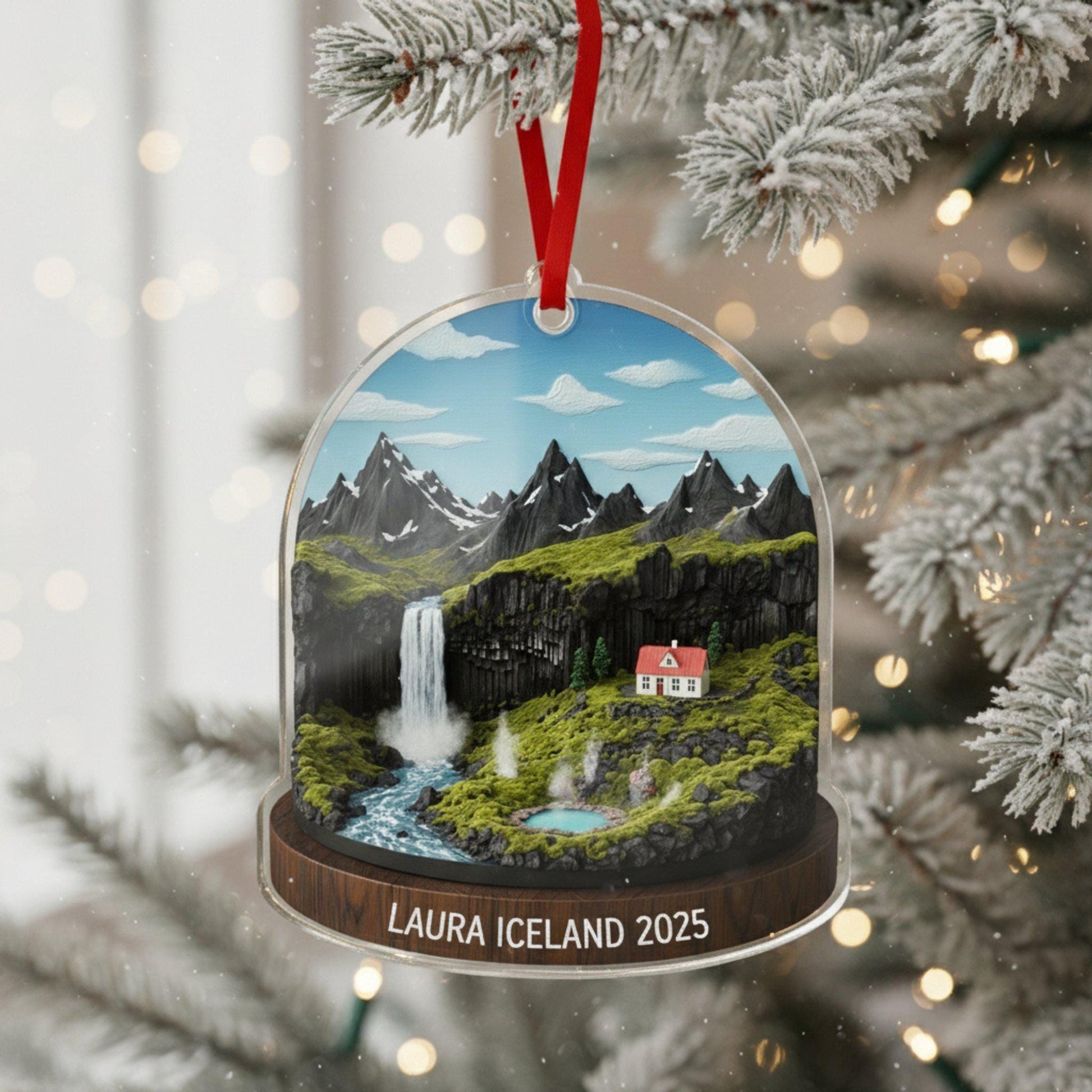 Iceland Travel Ornament 2025: Personalized Adventure Keepsake with Name & Destination City image 2