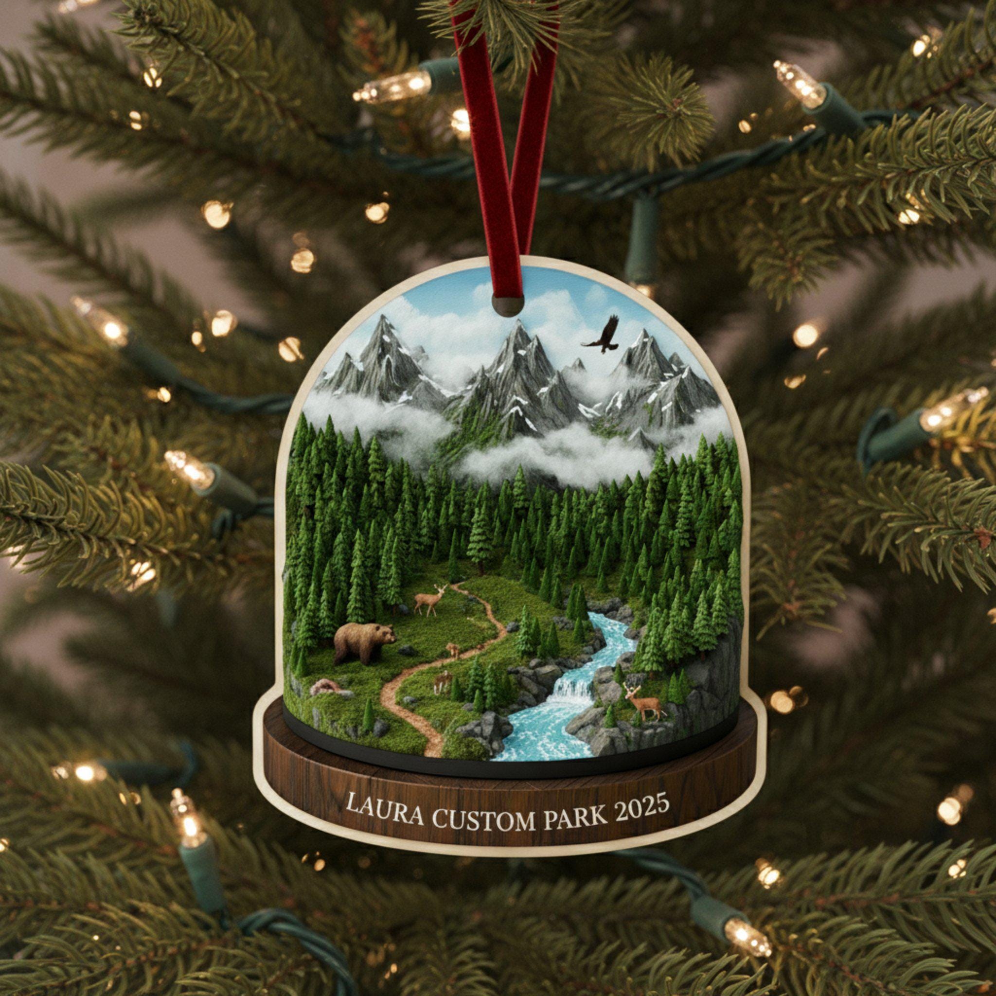National Park Travel Ornament 2025: Personalized Adventure Hikes Keepsake with Name & Destination image 2