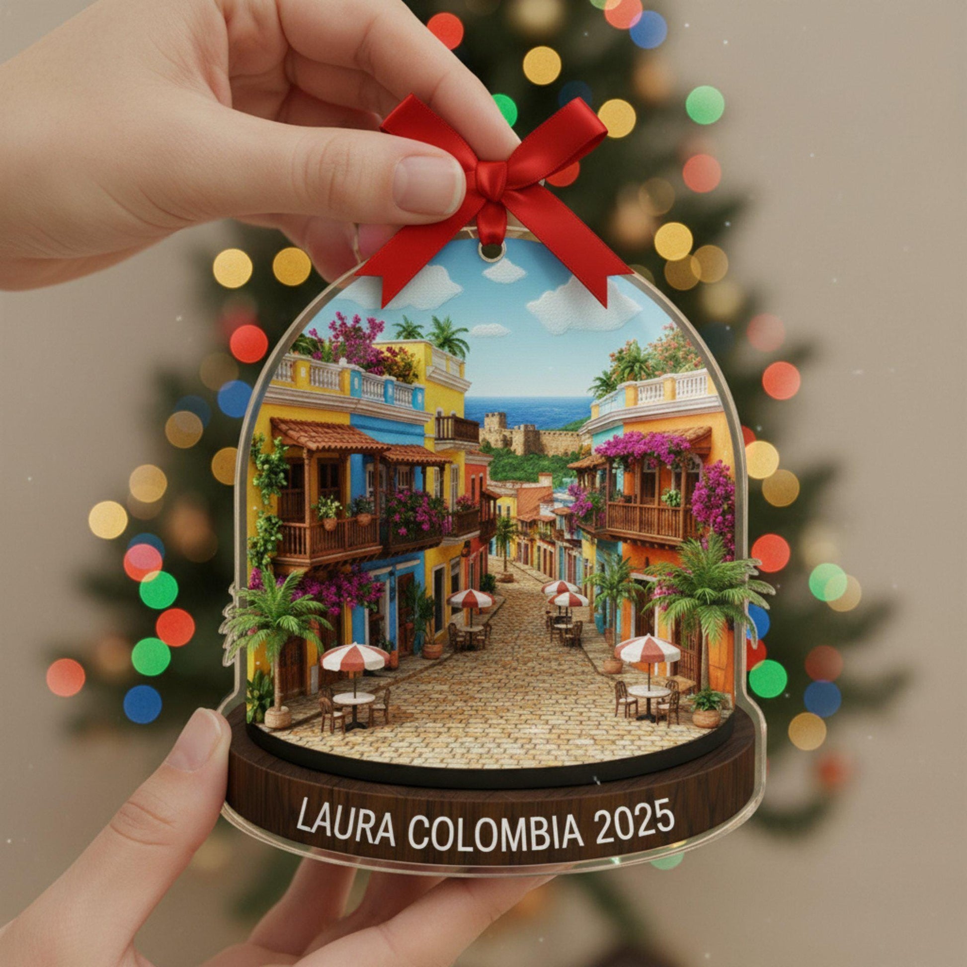 Colombia Travel Ornament 2025: Personalized Adventure Keepsake with Name & Destination image 1