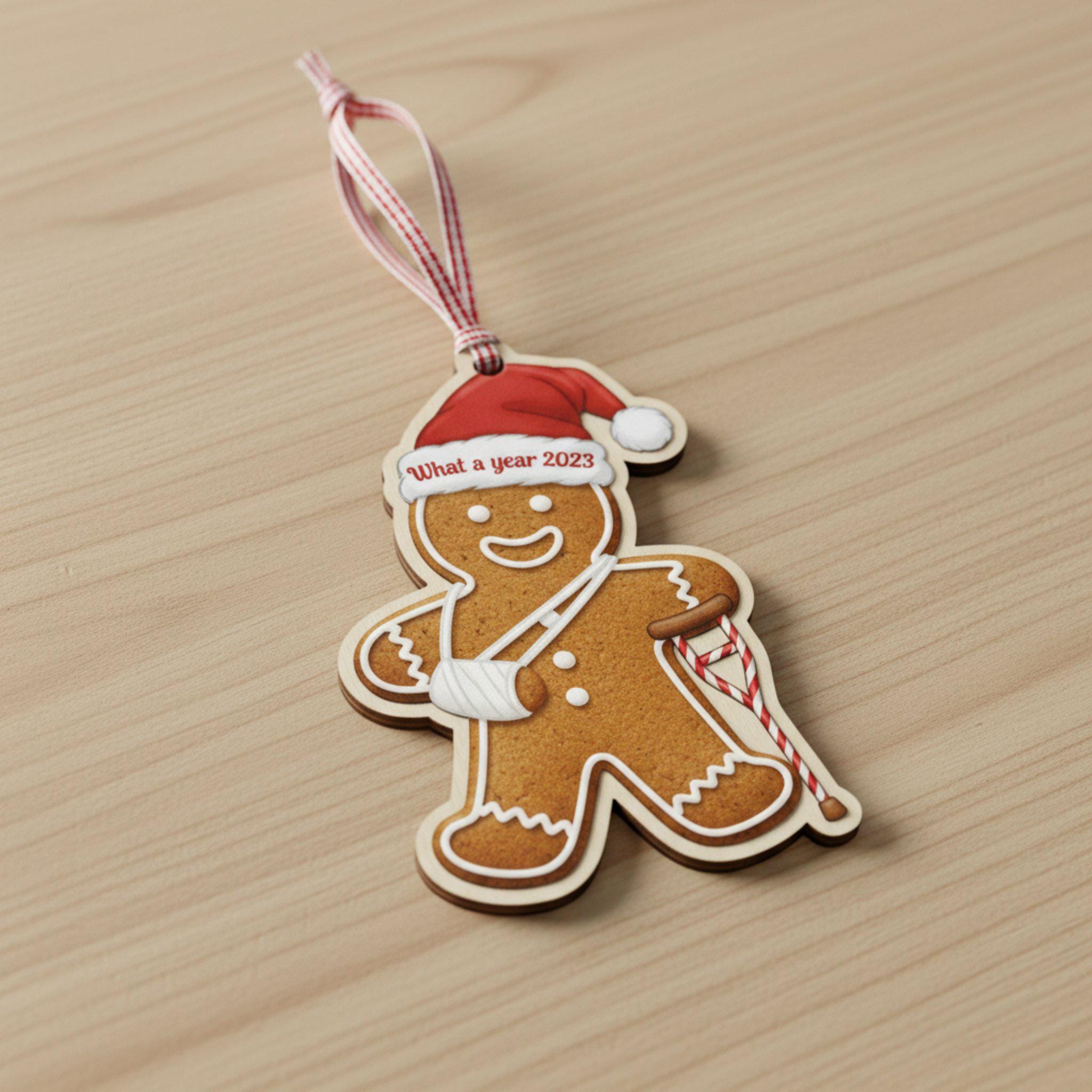Injury Gingerbread What a Year Christmas 2025 Ornament: Funny Broken Arm Holiday Decor & Gift image 5
