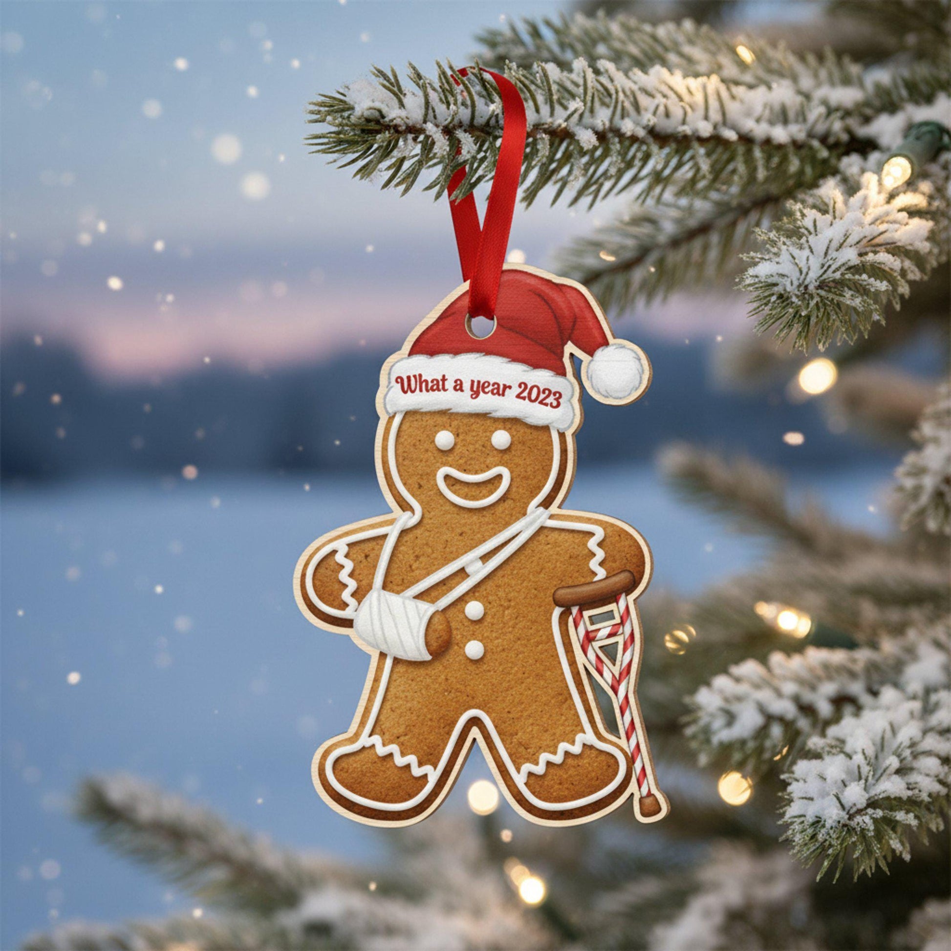 Injury Gingerbread What a Year Christmas 2025 Ornament: Funny Broken Arm Holiday Decor & Gift image 6