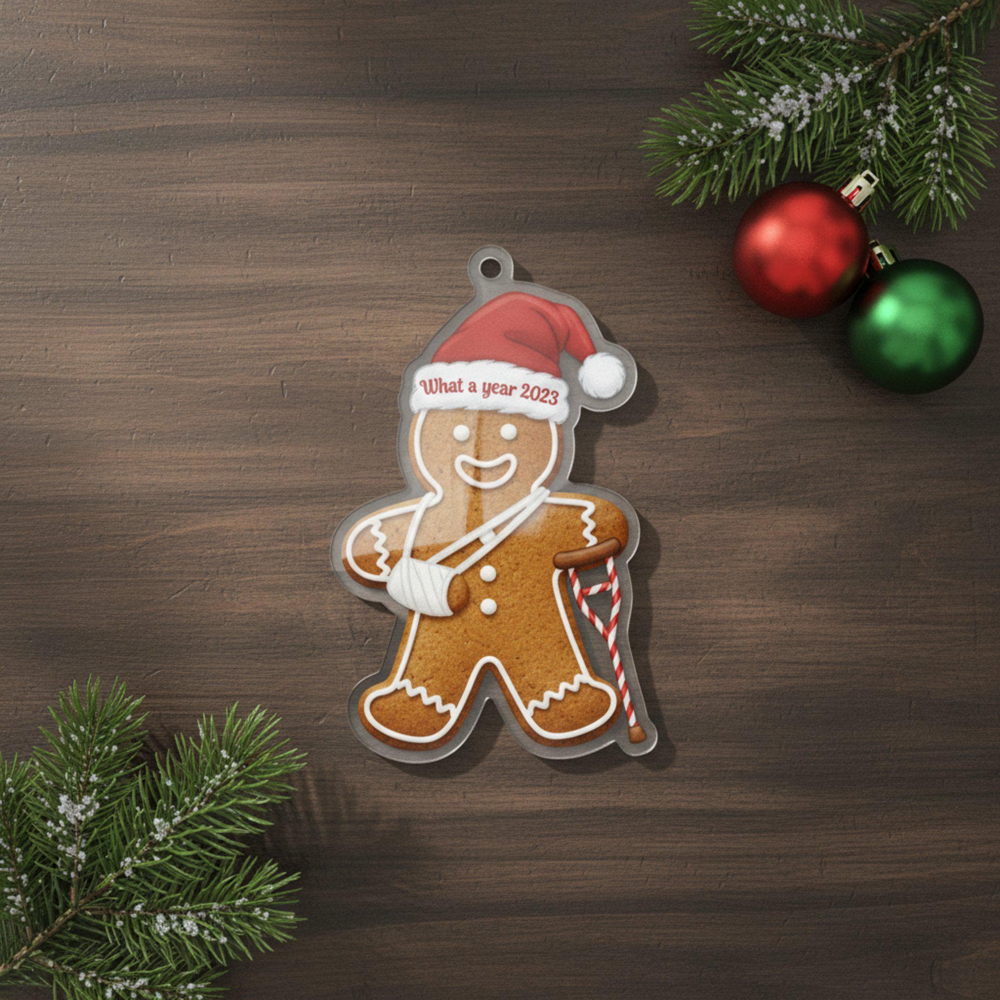 Injury Gingerbread What a Year Christmas 2025 Ornament: Funny Broken Arm Holiday Decor & Gift image 4