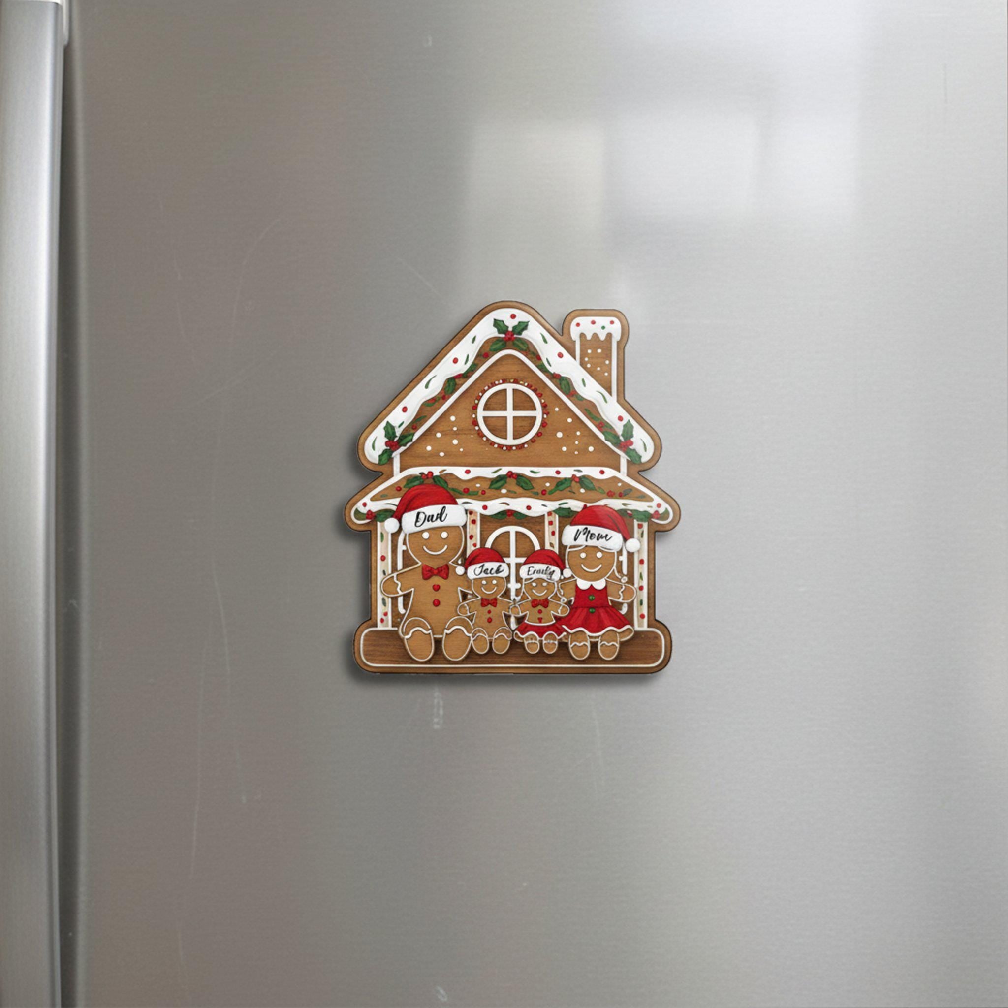 Merry Christmas Custom Name Gingerbread Family Fridge Magnet – Personalized Xmas Gift 2025 image 2