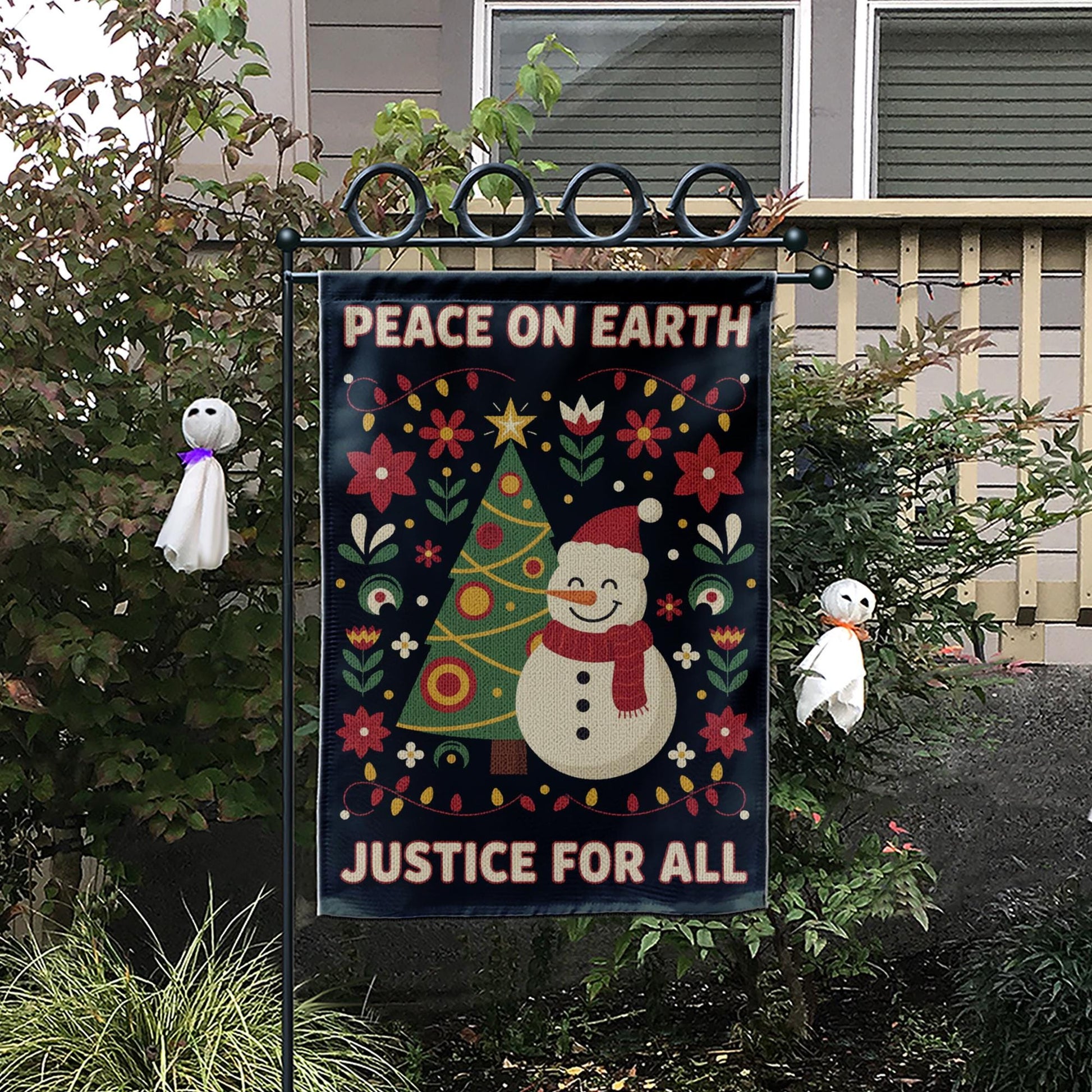 Peace on Earth Justice Flag: Human Rights Holiday Decor image 2