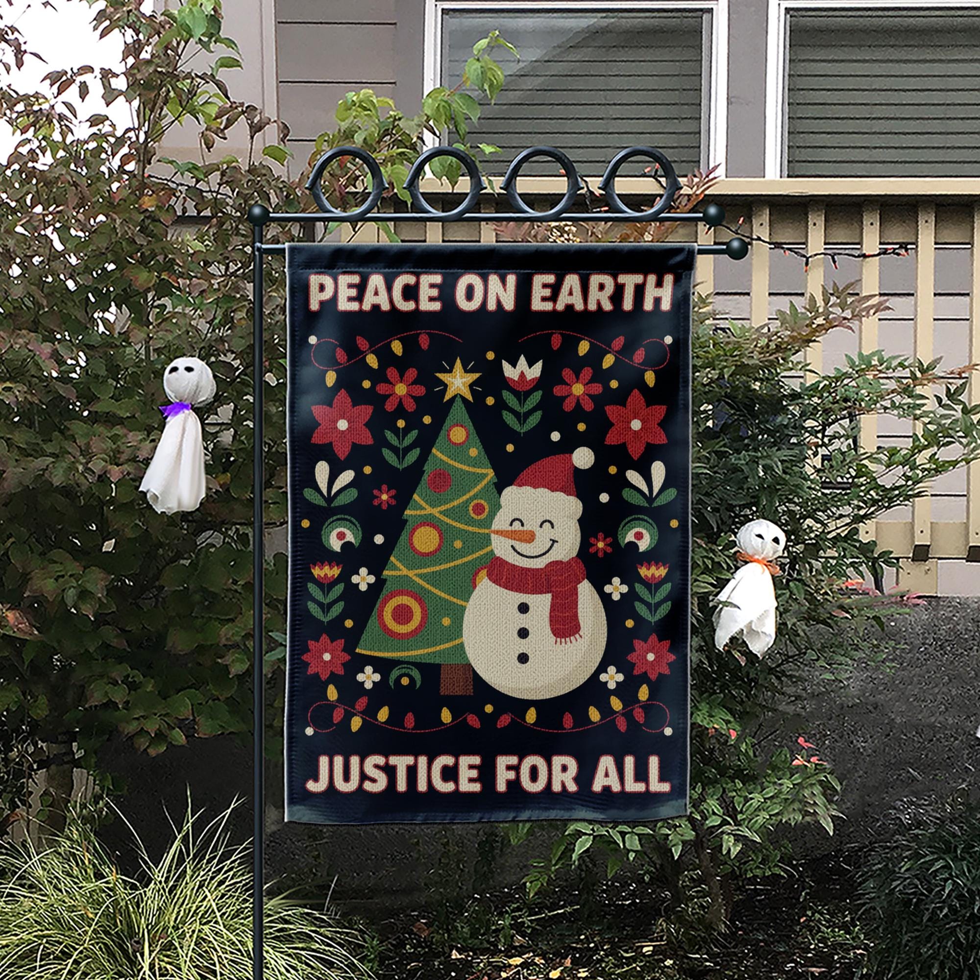 Peace on Earth Justice Flag: Human Rights Holiday Decor image 2