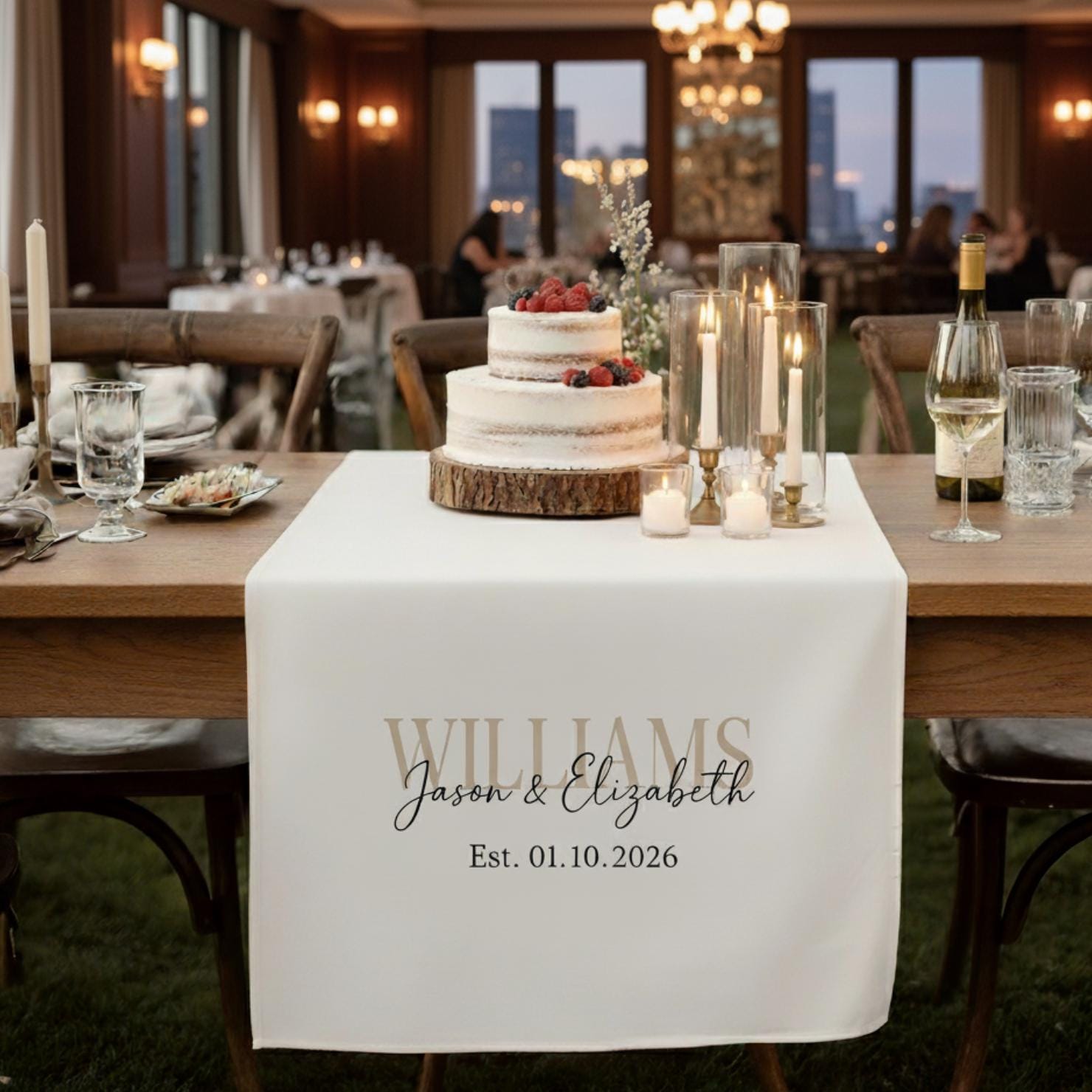 Custom Wedding Table Sign: Personalized Last Name Decor image 2