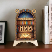 Wooden Book Tracker – Books Read This Year Display with Flip Numbers and Vintage Design image 1