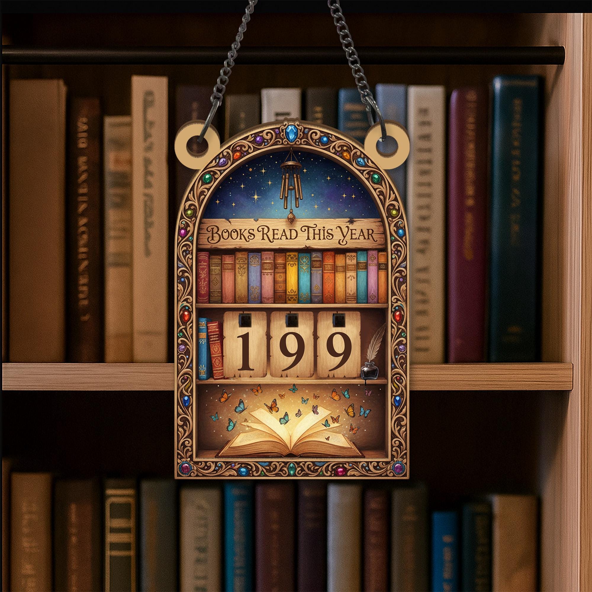Wooden Book Tracker – Books Read This Year Display with Flip Numbers and Vintage Design image 2