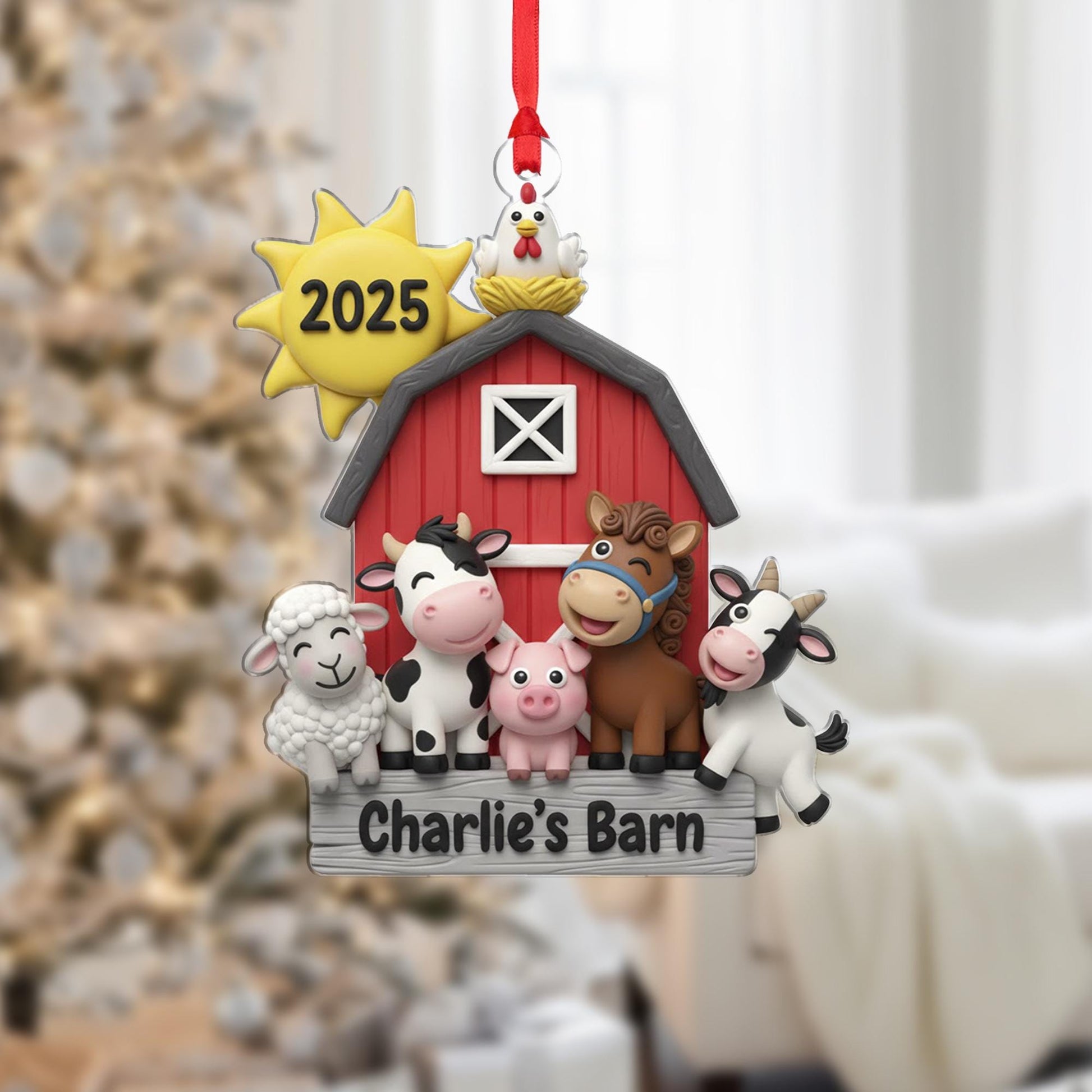 Custom Farm Animal Ornament – Personalized Barn Keepsake Gift for Kids & Families image 1