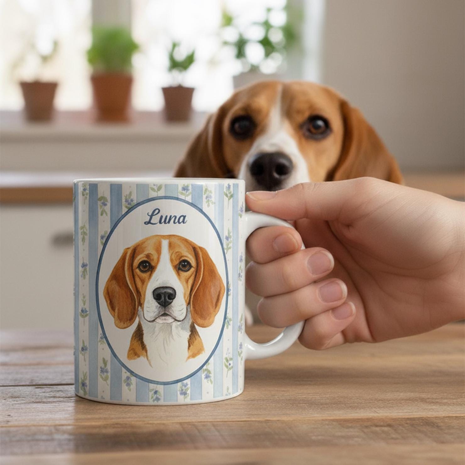 Custom Pet Portrait Mug: Personalized Dog or Cat Cup | Animal Illustration Drinkware image 1