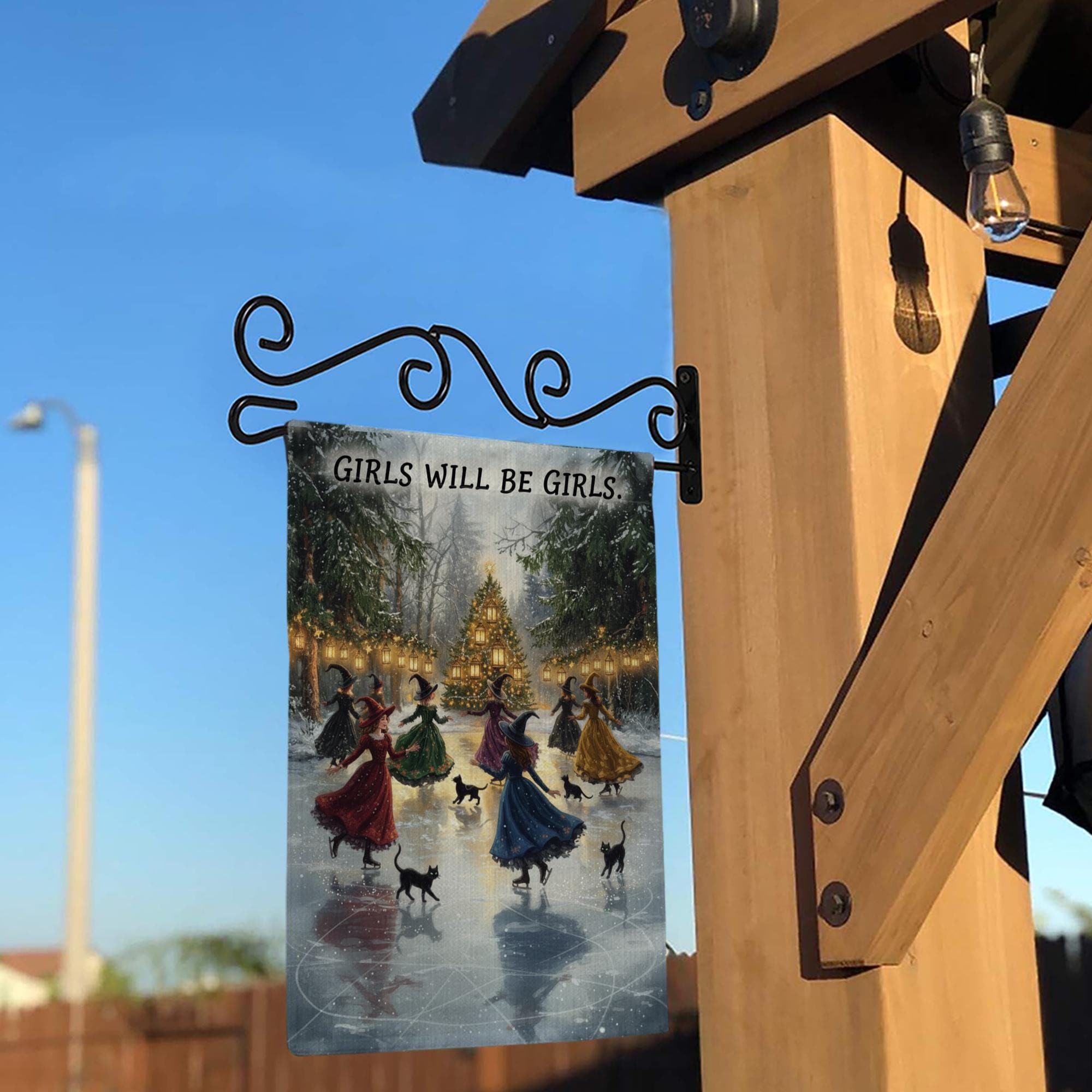 Winter Solstice Witches Garden Flag – Pagan Yule Witch Outdoor Yard Decor image 5