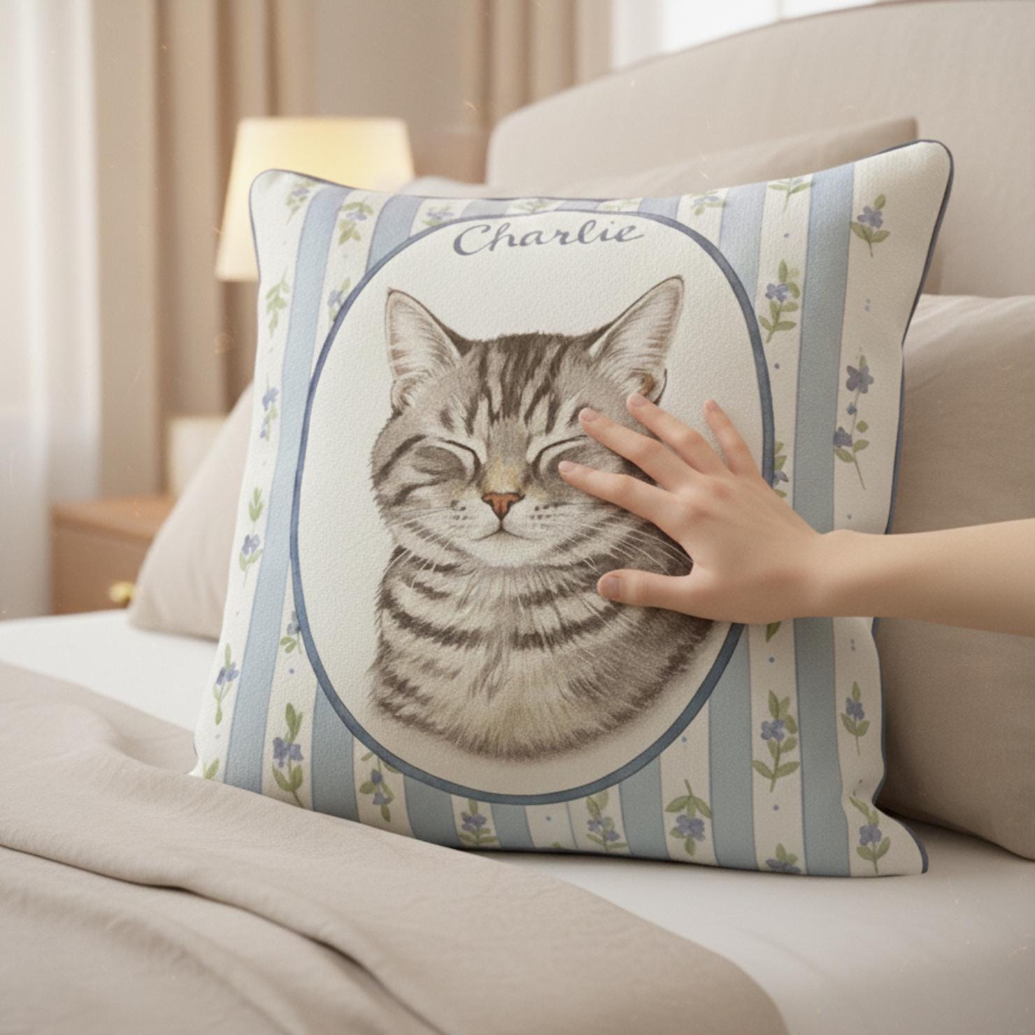 Custom Pet Portrait Pillow: Personalized Dog or Cat Throw Pillow image 2