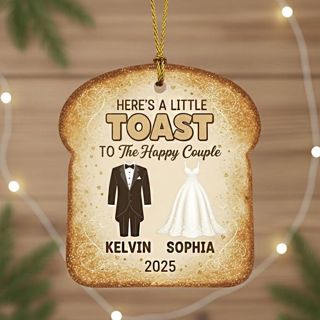 A Little Toast to the Happy Couple: Personalized Wedding Acrylic Ornament image 2