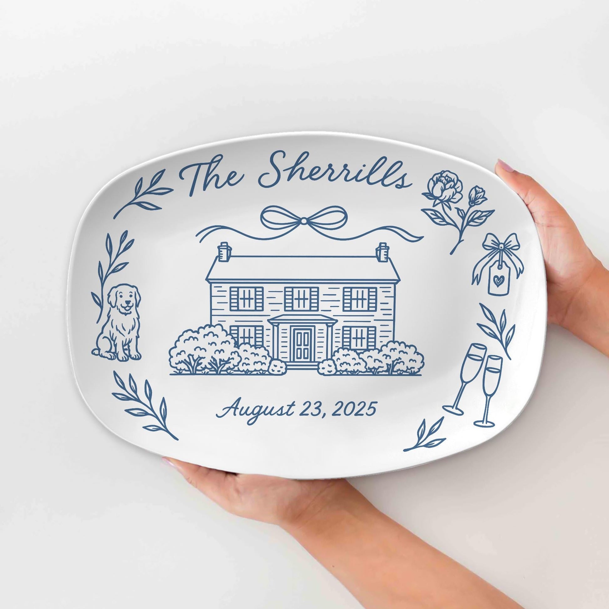 Custom House Wedding Platter: Personalized Pet and Home Design Plate - DECOR only image 4